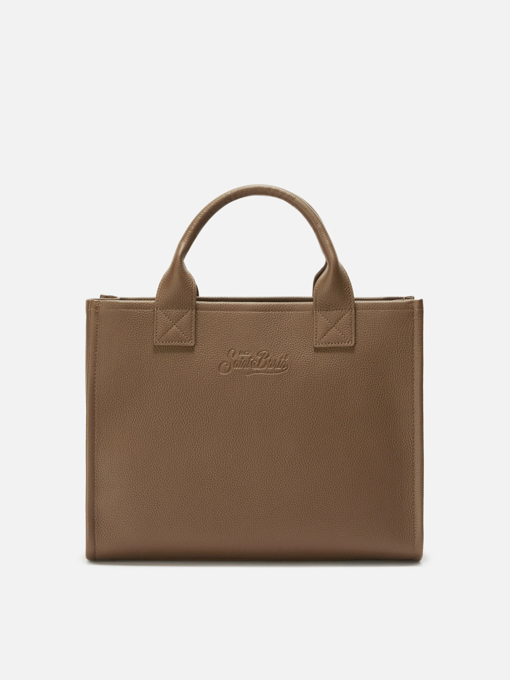 Borsa a spalla Vanity Bag Large in pelle martellata marrone - Image 4