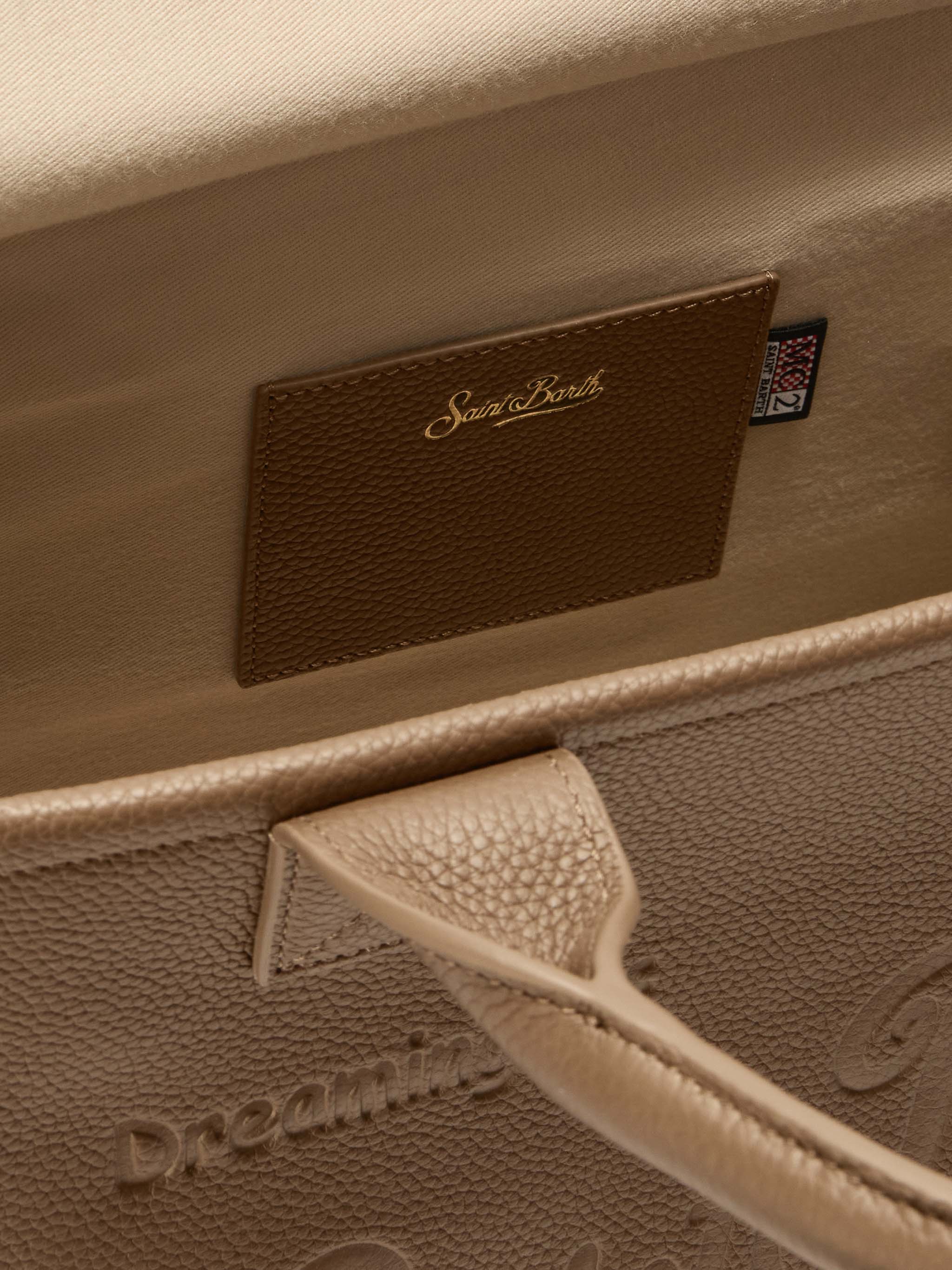 Borsa a spalla Vanity Bag Large in pelle martellata marrone - Image 5