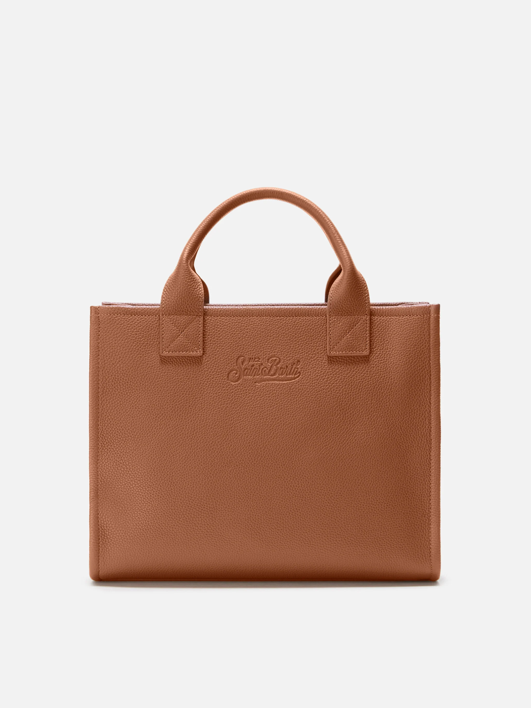 Borsa a spalla Vanity Bag Large in pelle martellata cammello - Image 4