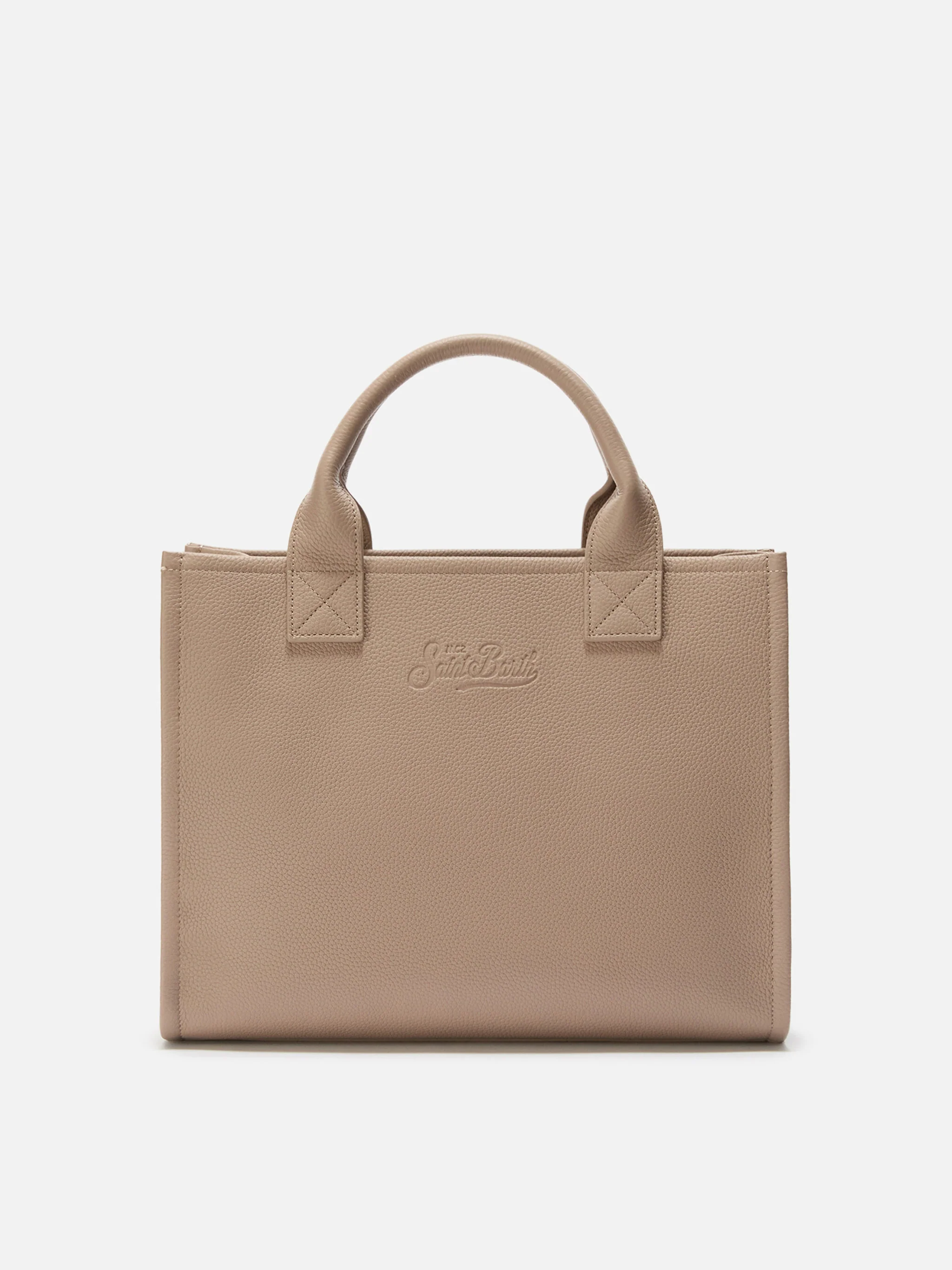 Borsa a spalla Vanity Bag Large in pelle martellata nocciola - Image 4