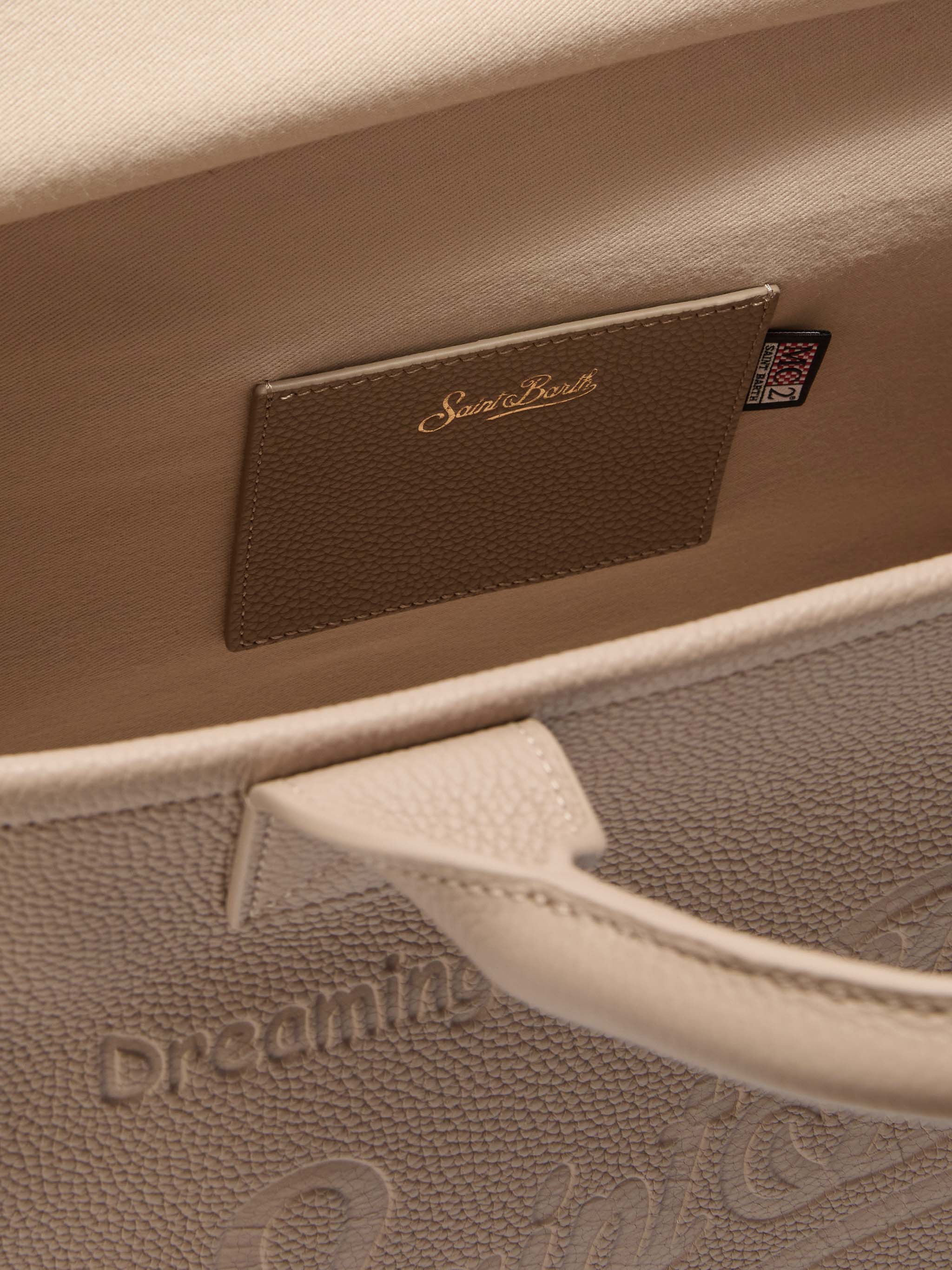 Borsa a spalla Vanity Bag Large in pelle martellata nocciola - Image 5