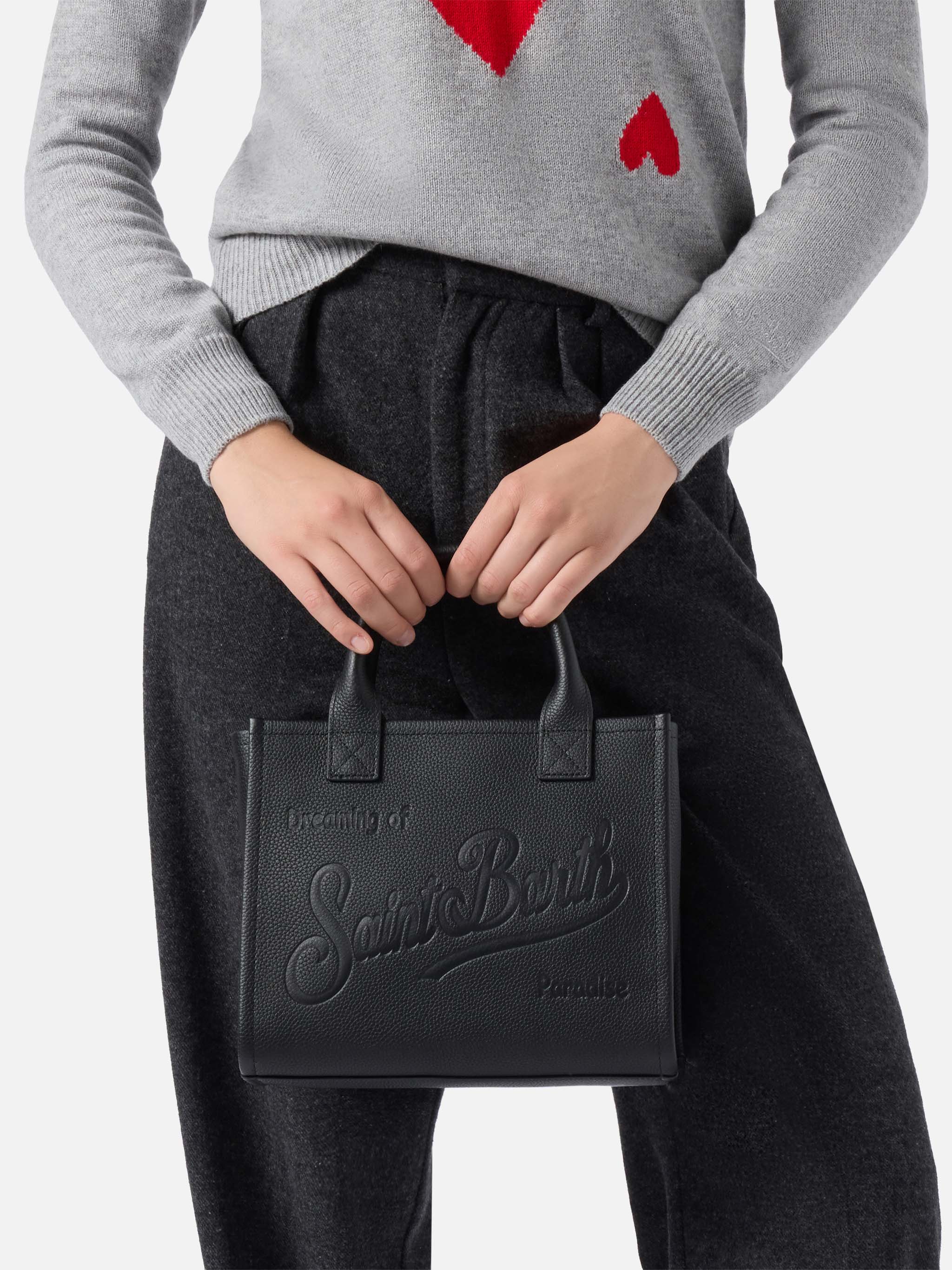 Borsa a spalla Vanity Bag Midi in pelle martellata nera - Image 2