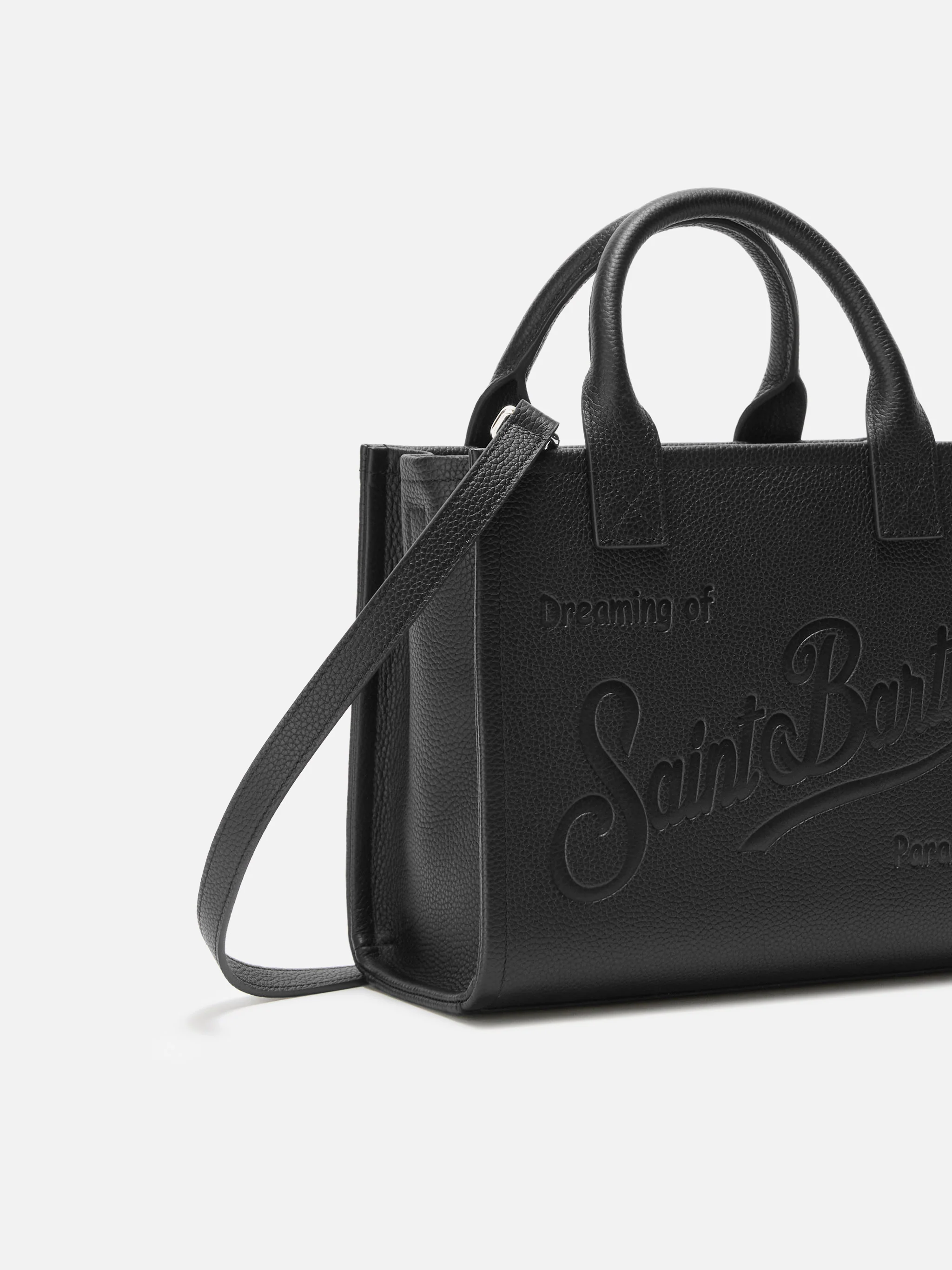 Borsa a spalla Vanity Bag Midi in pelle martellata nera - Image 3