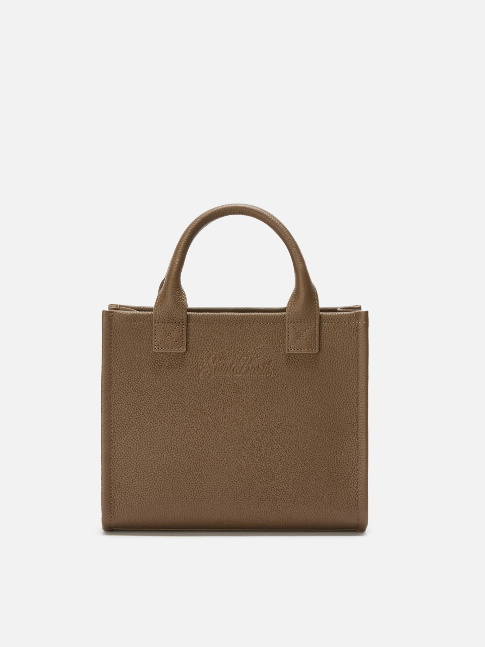 Borsa a spalla Vanity Bag Midi in pelle martellata marrone - Image 4
