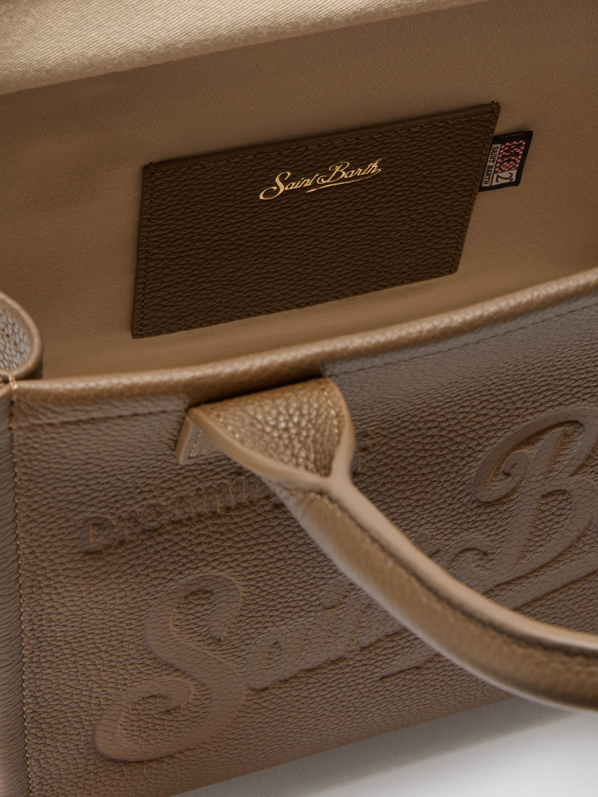 Borsa a spalla Vanity Bag Midi in pelle martellata marrone - Image 5