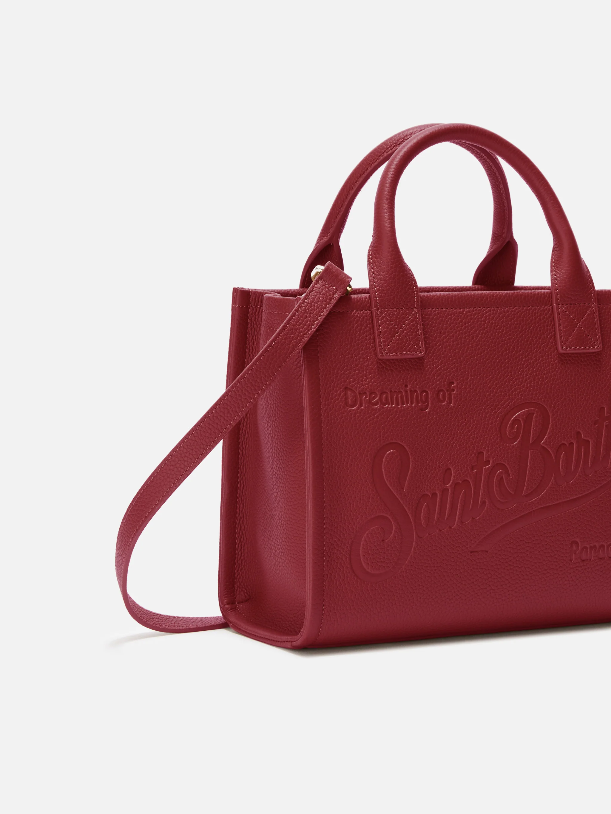Borsa a spalla Vanity Bag Midi in pelle martellata bordeaux - Image 2
