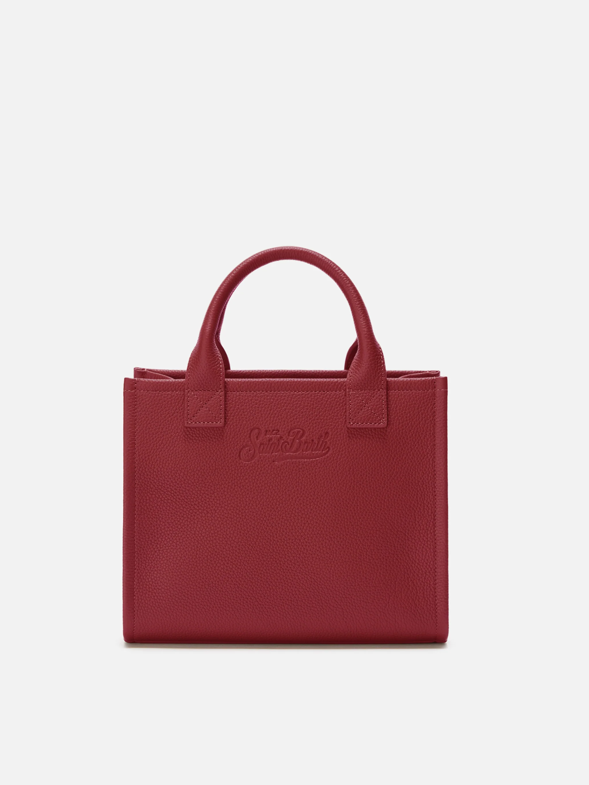 Borsa a spalla Vanity Bag Midi in pelle martellata bordeaux - Image 3