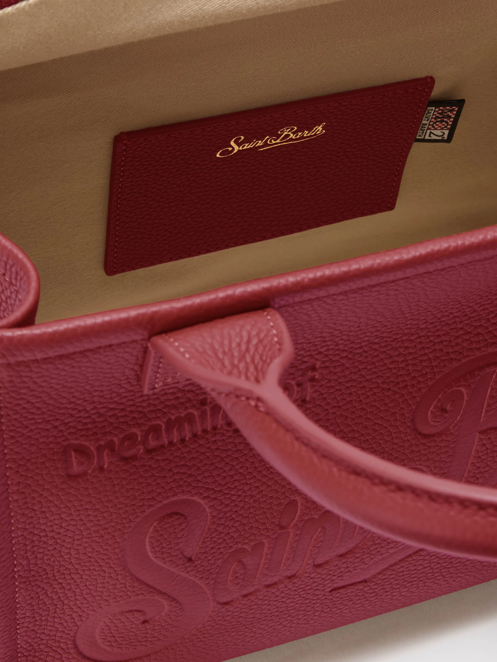 Borsa a spalla Vanity Bag Midi in pelle martellata bordeaux - Image 4
