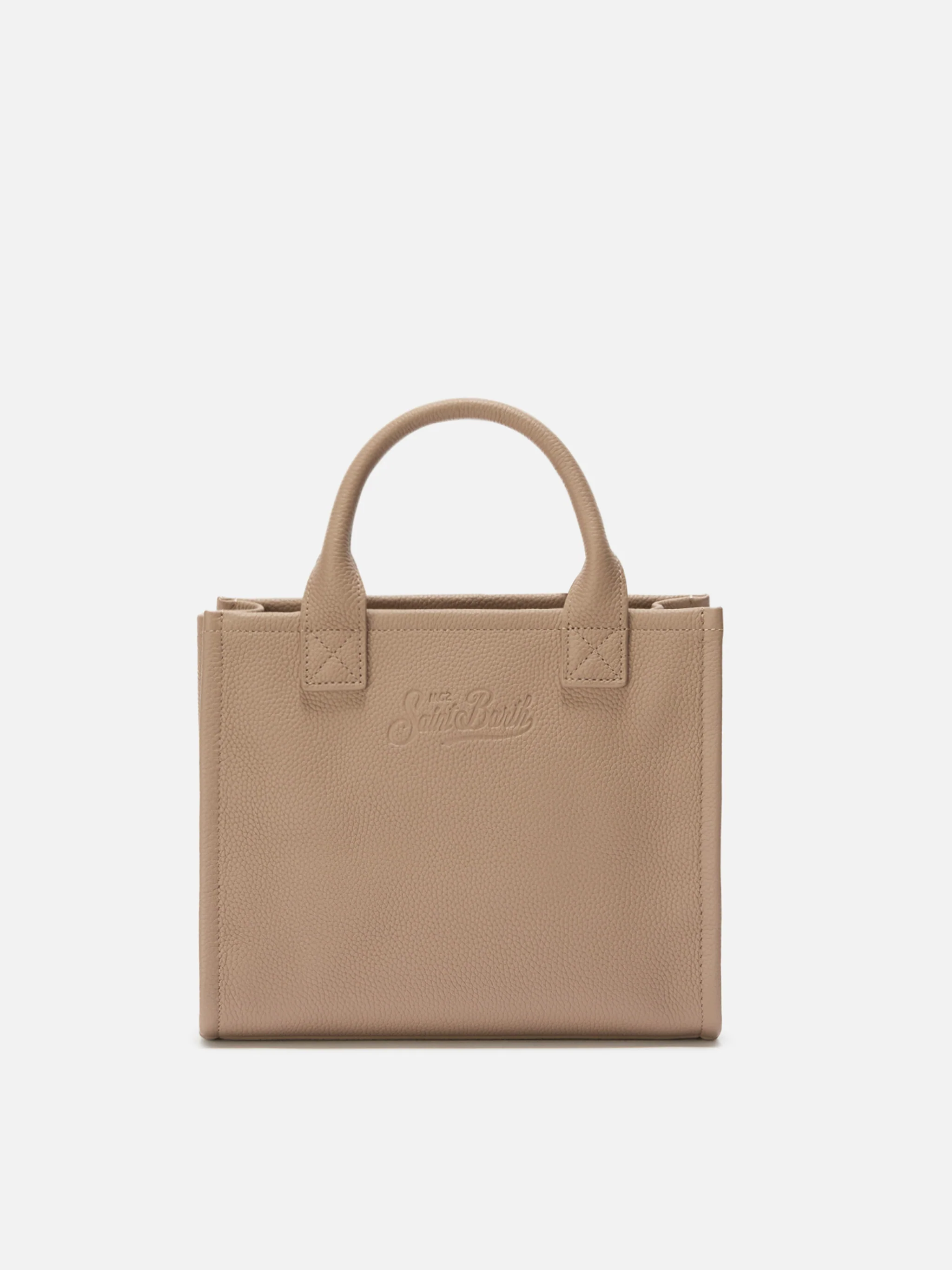 Borsa a spalla Vanity Bag Midi in pelle martellata nocciola - Image 4