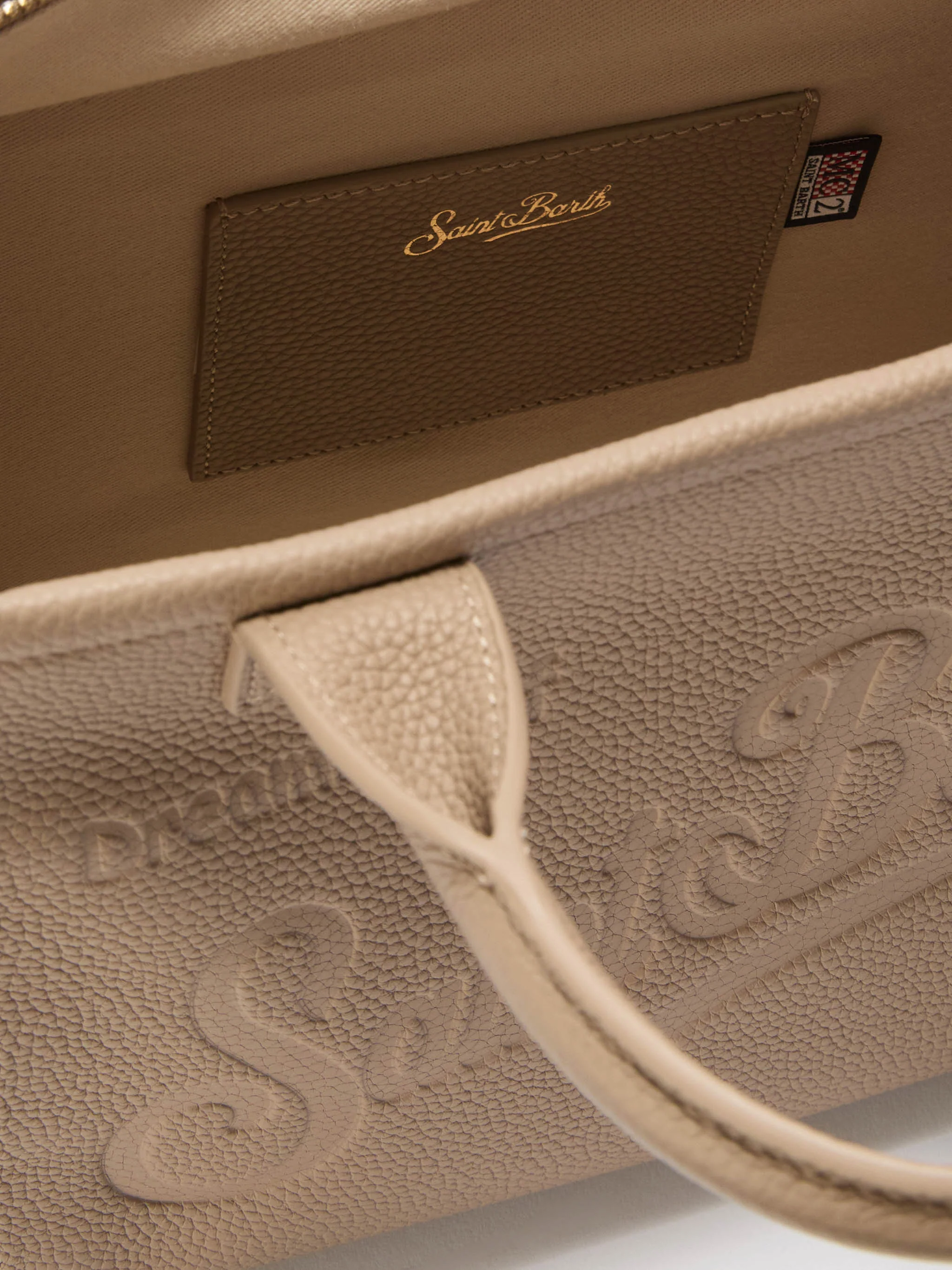 Borsa a spalla Vanity Bag Midi in pelle martellata nocciola - Image 5