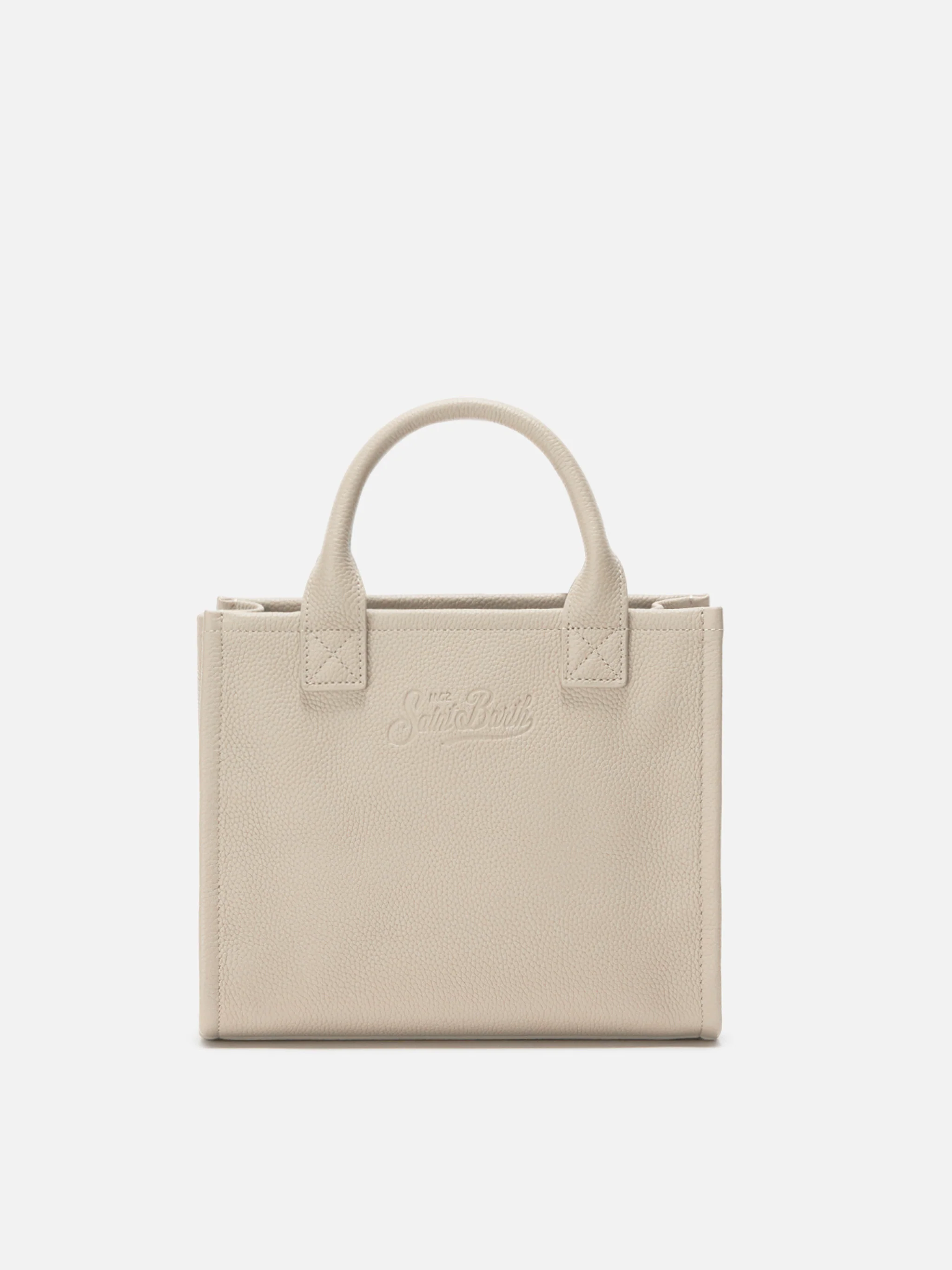 Borsa a spalla Vanity Bag Midi in pelle martellata bianca - Image 3