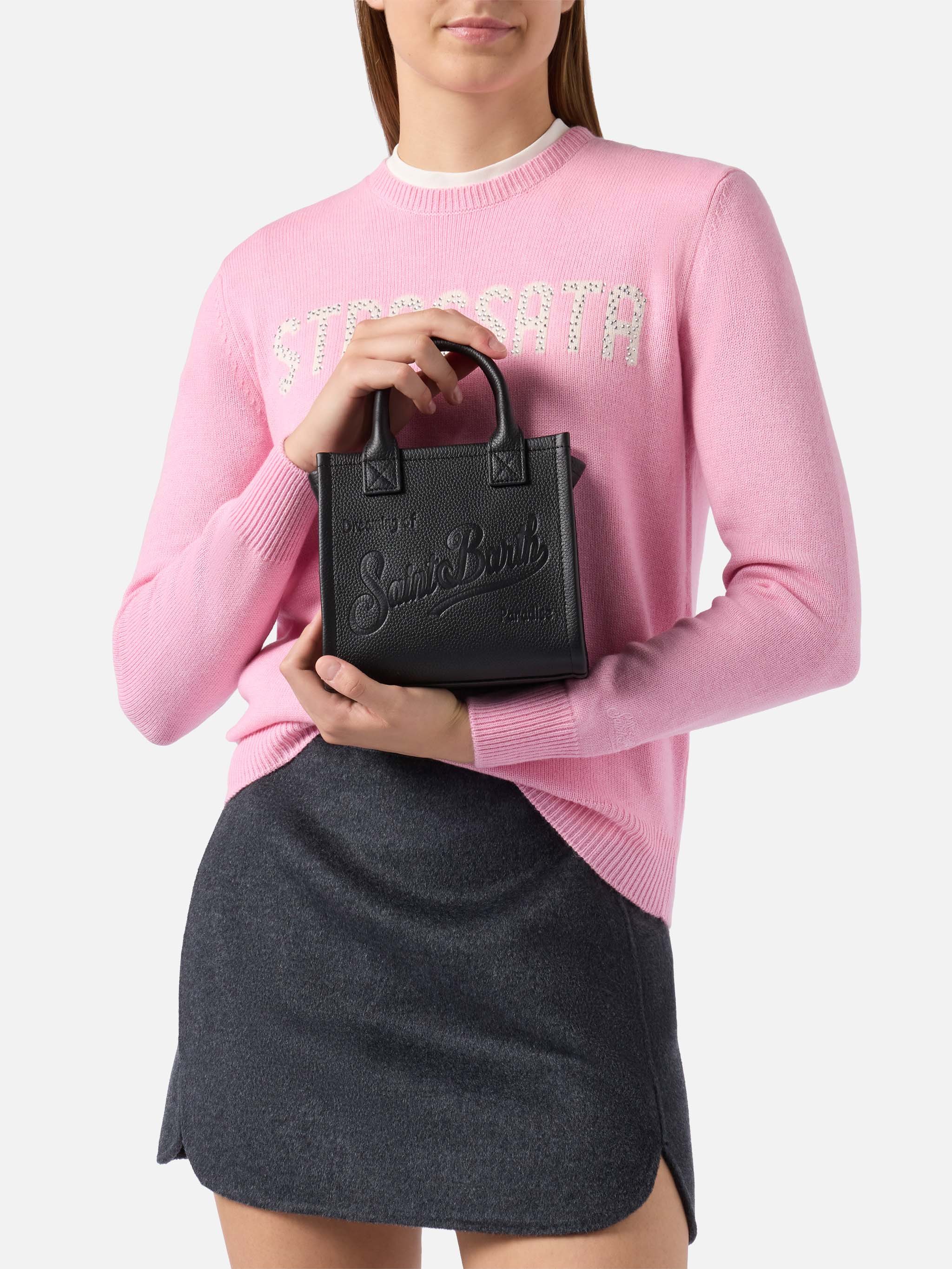 Borsa a spalla Vanity Bag Mini in pelle martellata nera - Image 2