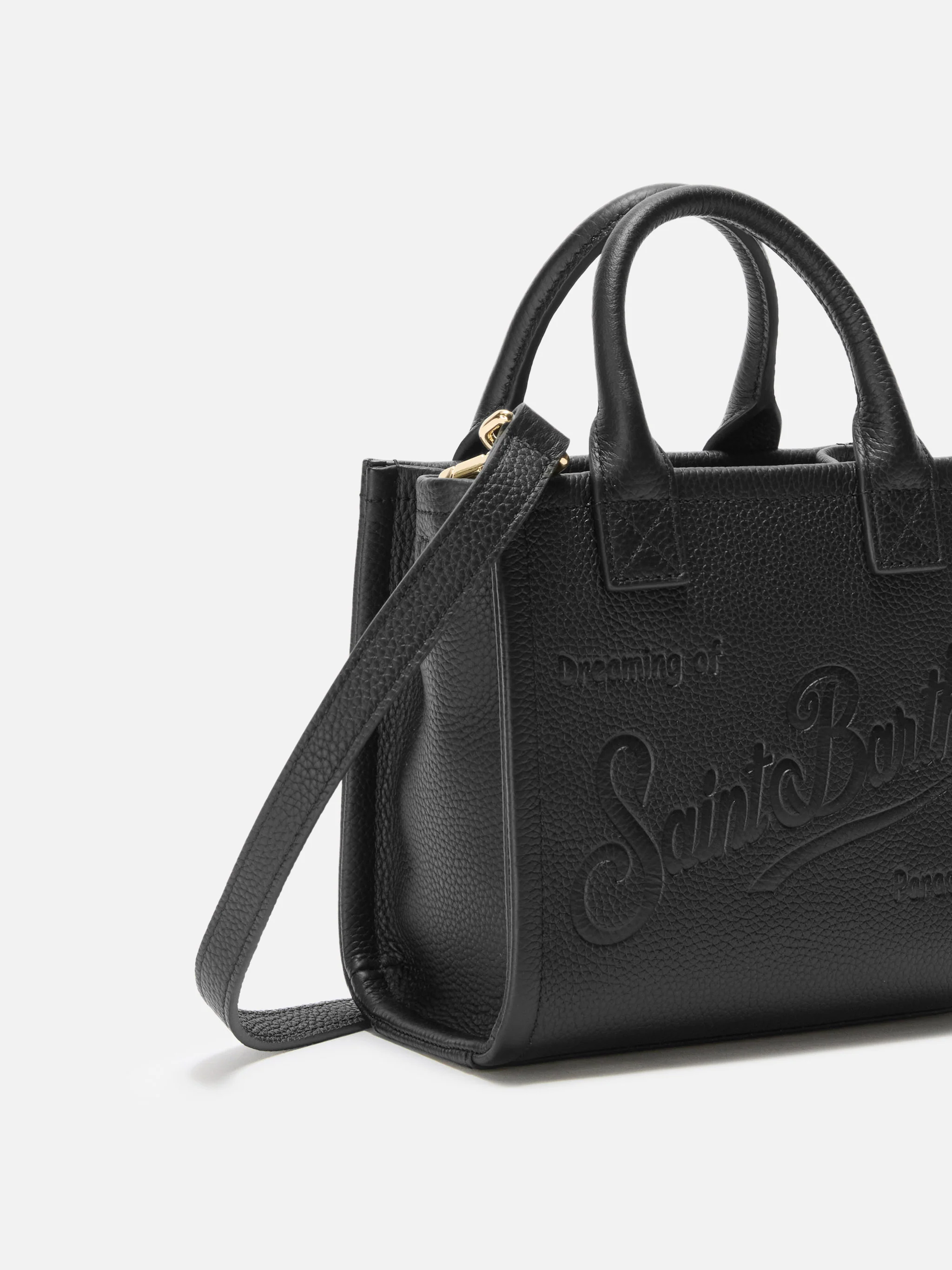 Borsa a spalla Vanity Bag Mini in pelle martellata nera - Image 3