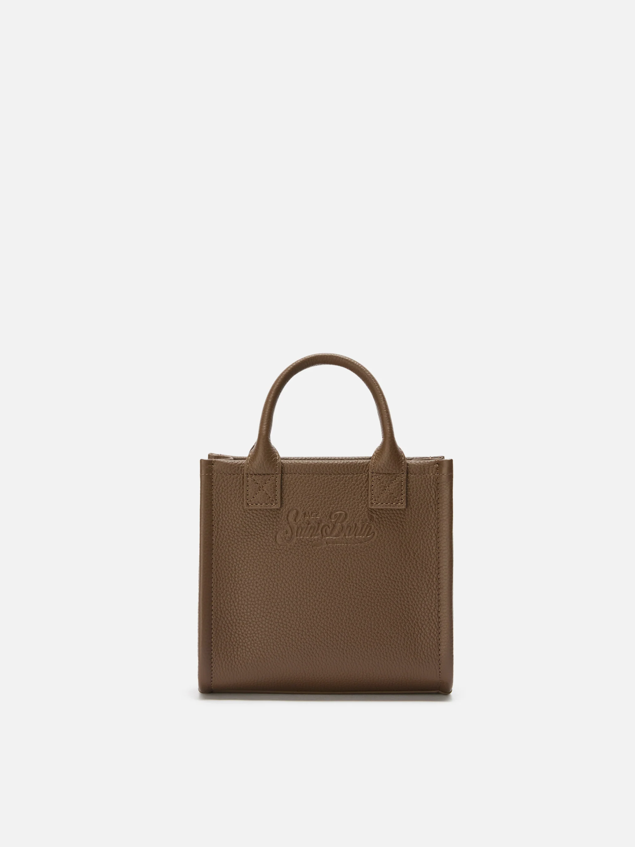 Borsa a spalla Vanity Bag Mini in pelle martellata marrone - Image 4