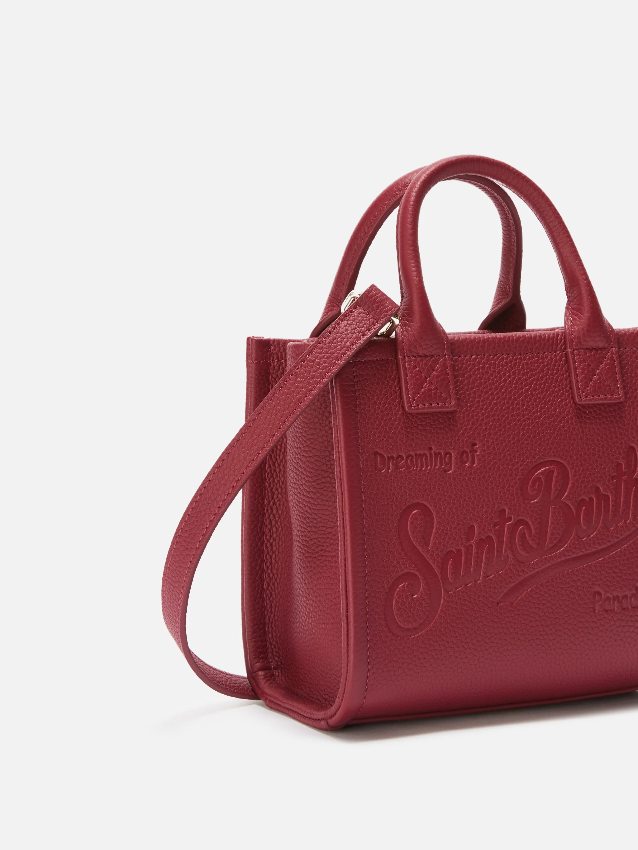 Borsa a spalla Vanity Bag Mini in pelle martellata bordeaux - Image 3