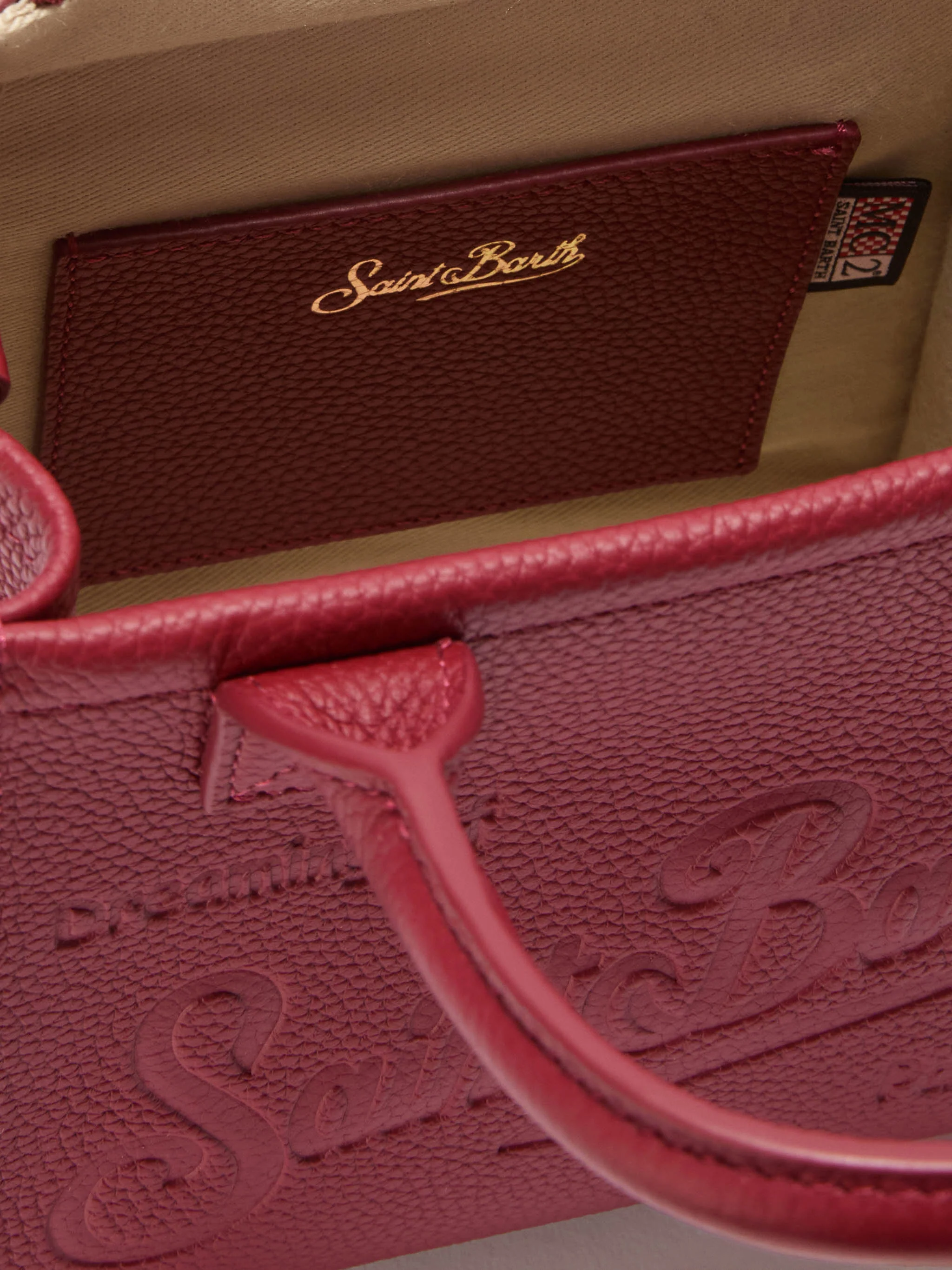 Borsa a spalla Vanity Bag Mini in pelle martellata bordeaux - Image 5
