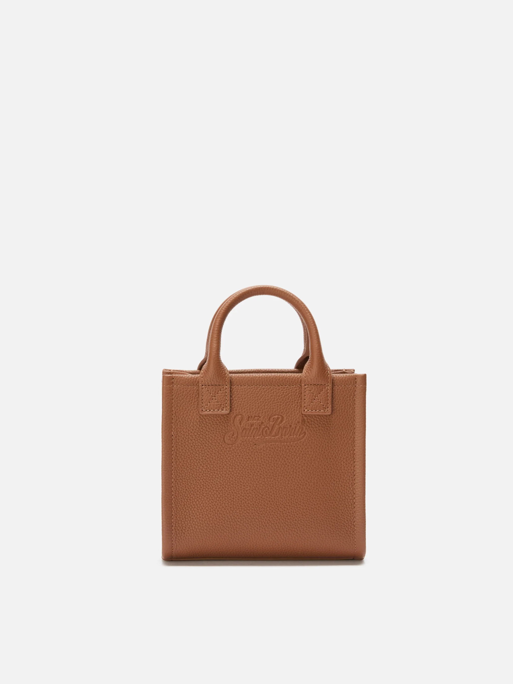Borsa a spalla Vanity Bag Mini in pelle martellata cammello - Image 4