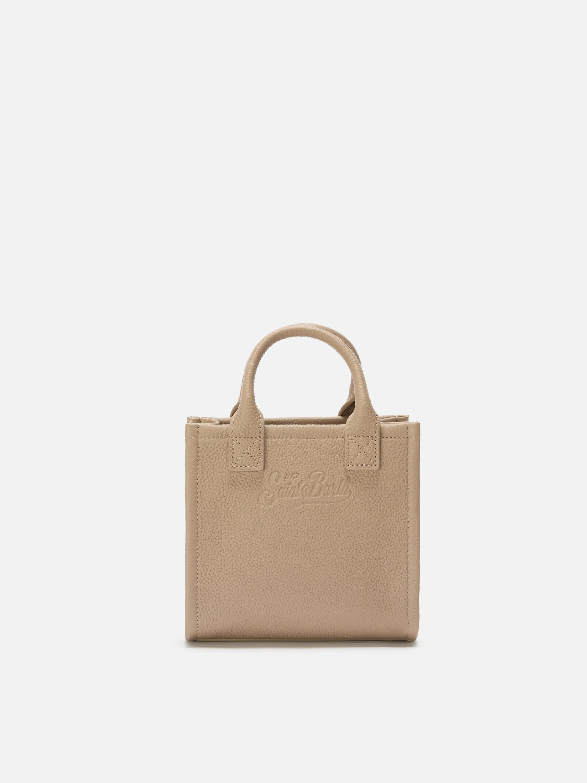 Borsa a spalla Vanity Bag Mini in pelle martellata nocciola - Image 4