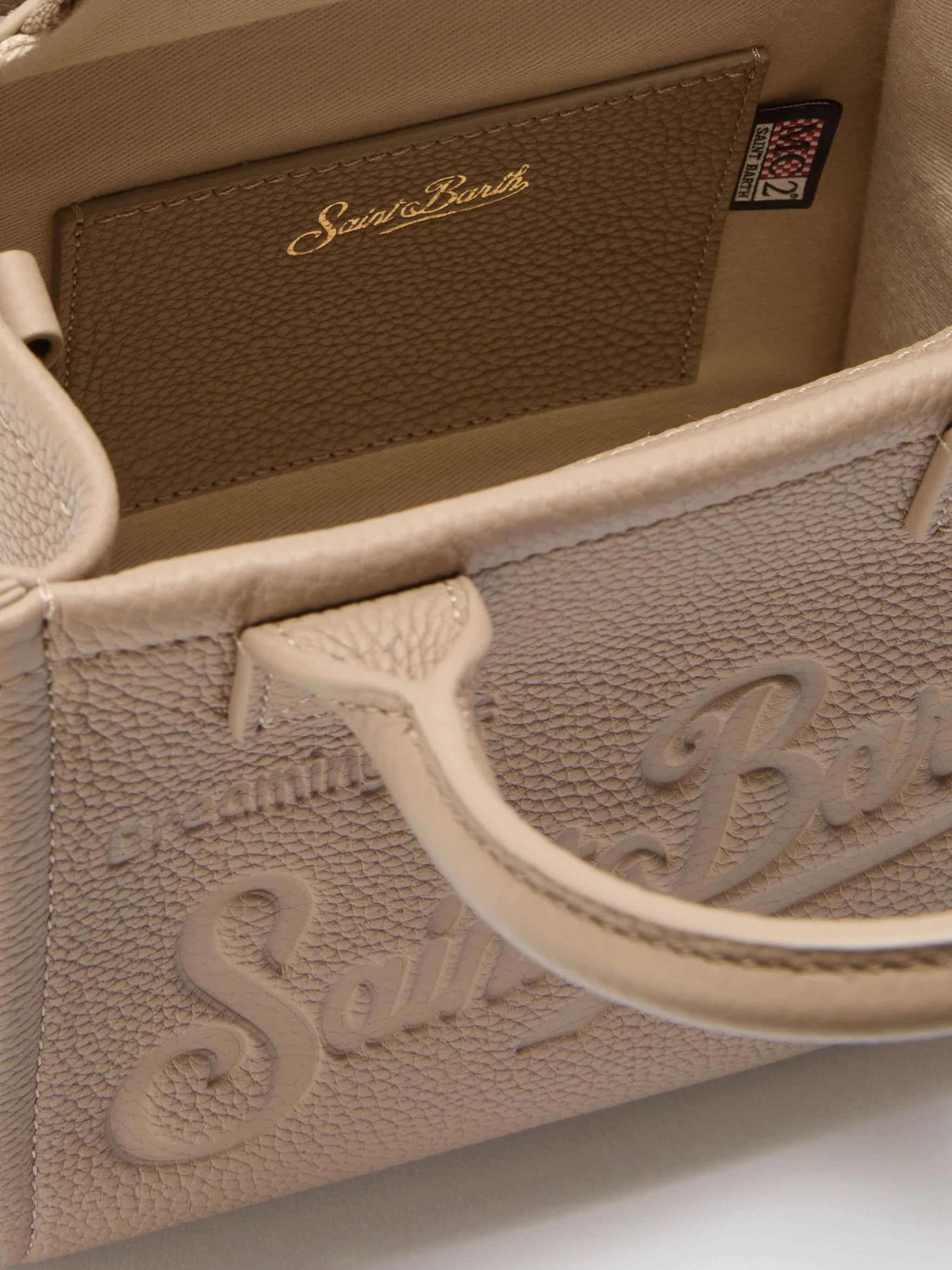 Borsa a spalla Vanity Bag Mini in pelle martellata nocciola - Image 5
