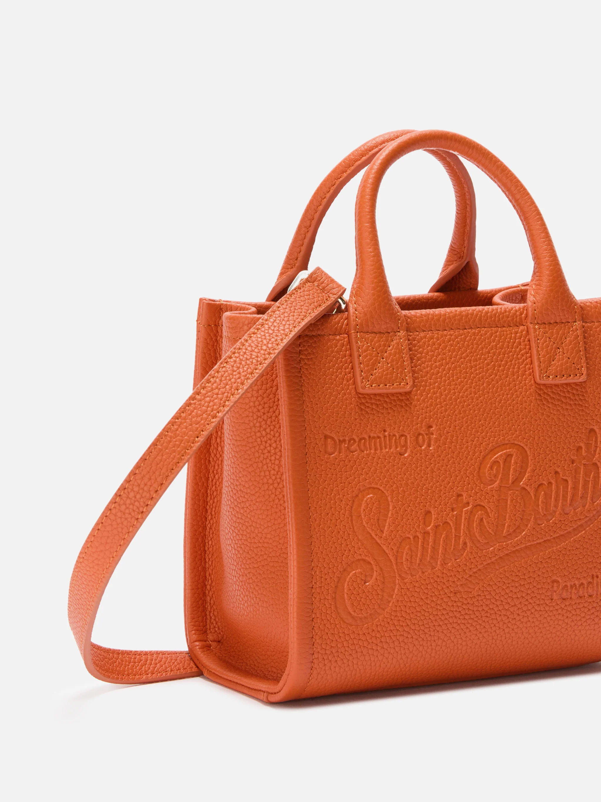 Borsa a spalla Vanity Bag Mini in pelle martellata arancio - Image 3