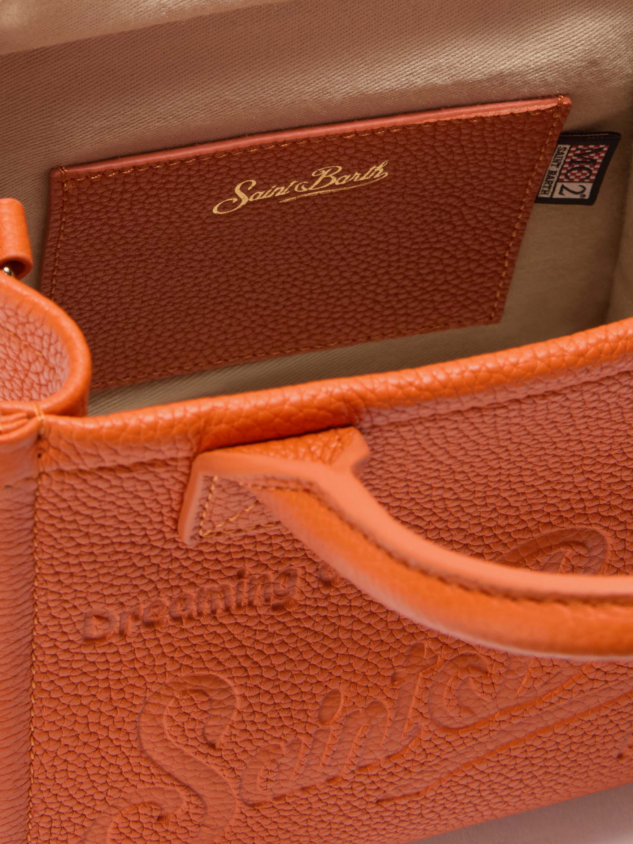 Borsa a spalla Vanity Bag Mini in pelle martellata arancio - Image 5