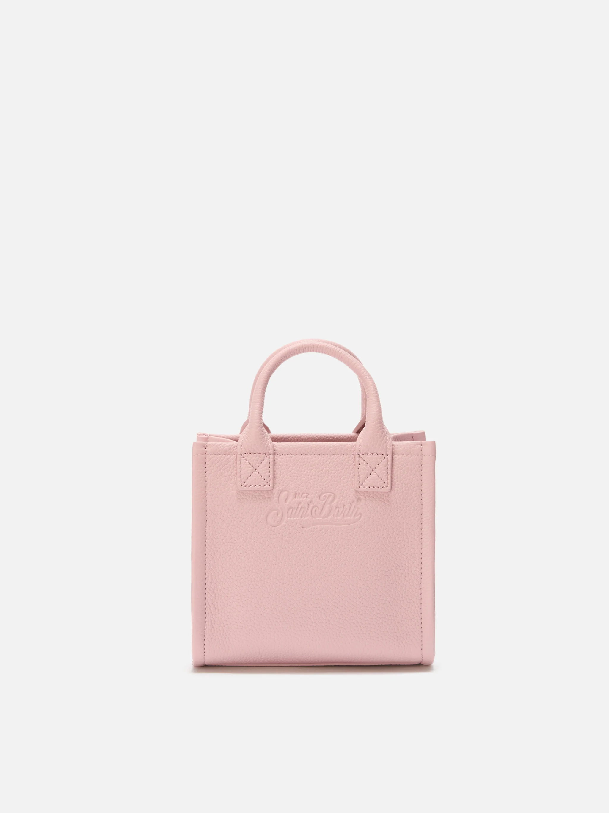 Borsa a spalla Vanity Bag Mini in pelle martellata rosa - Image 4