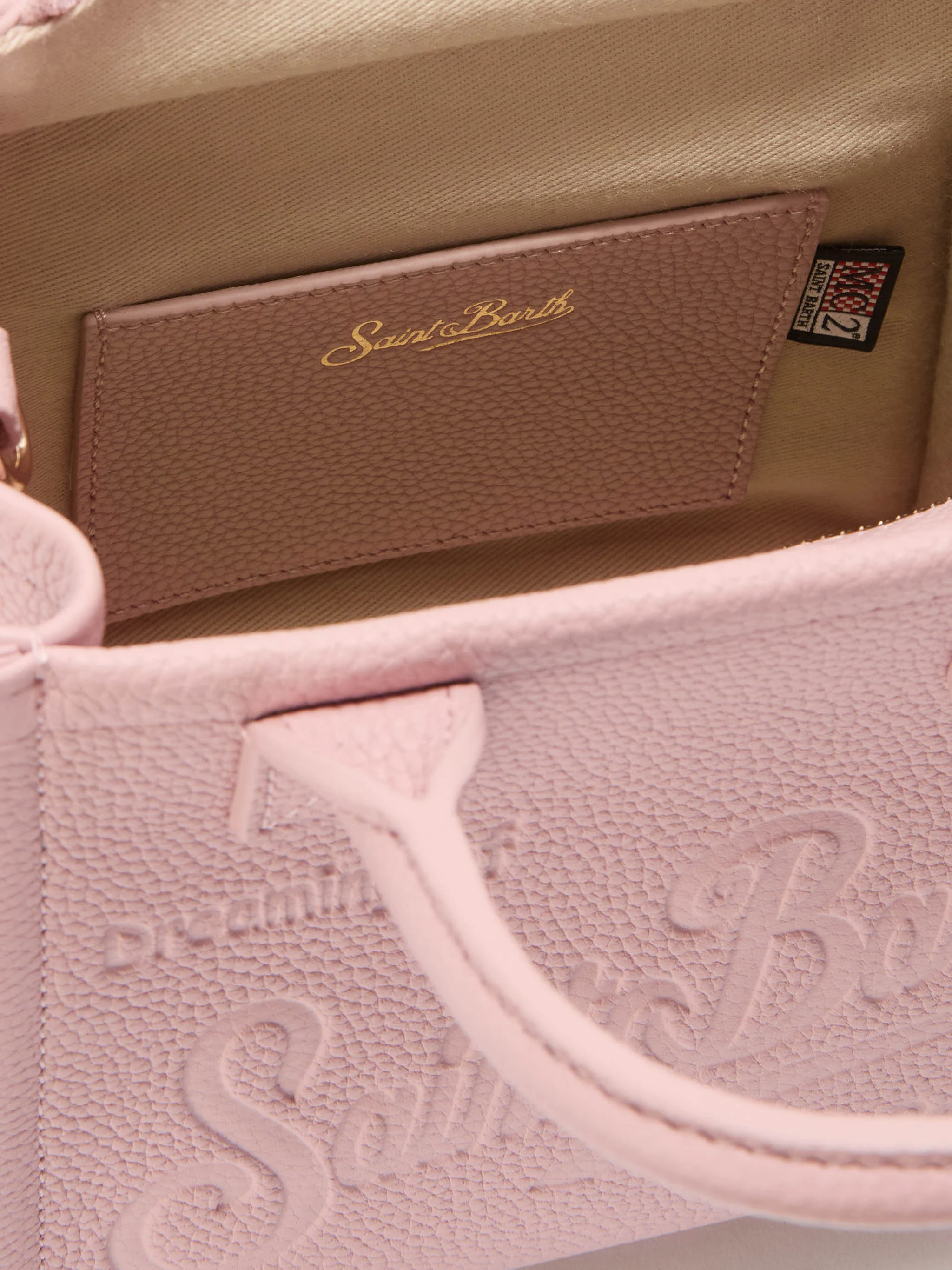 Borsa a spalla Vanity Bag Mini in pelle martellata rosa - Image 5