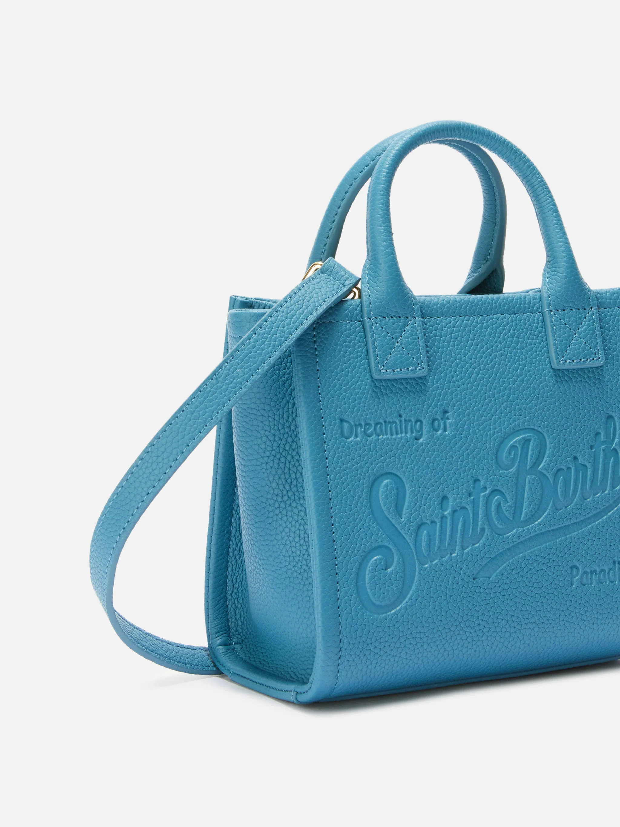 Borsa a spalla Vanity Bag Mini in pelle martellata ottanio - Image 3