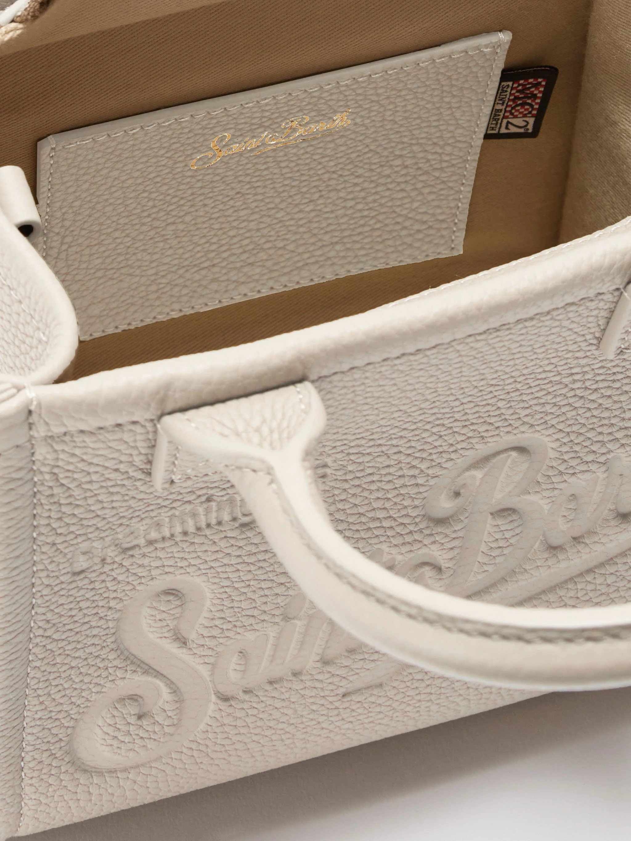 Borsa a spalla Vanity Bag Mini in pelle martellata bianca - Image 3