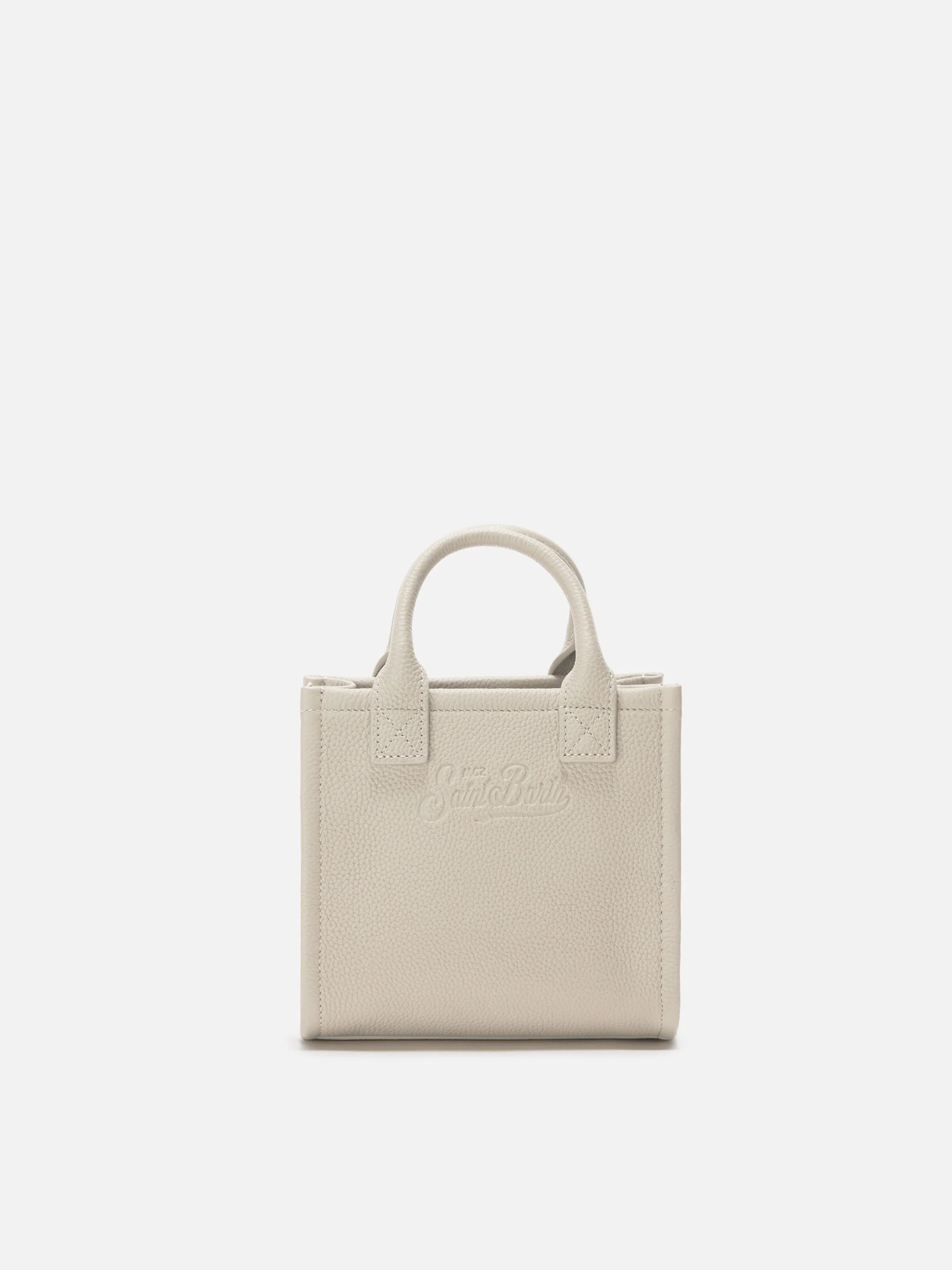 Borsa a spalla Vanity Bag Mini in pelle martellata bianca - Image 4