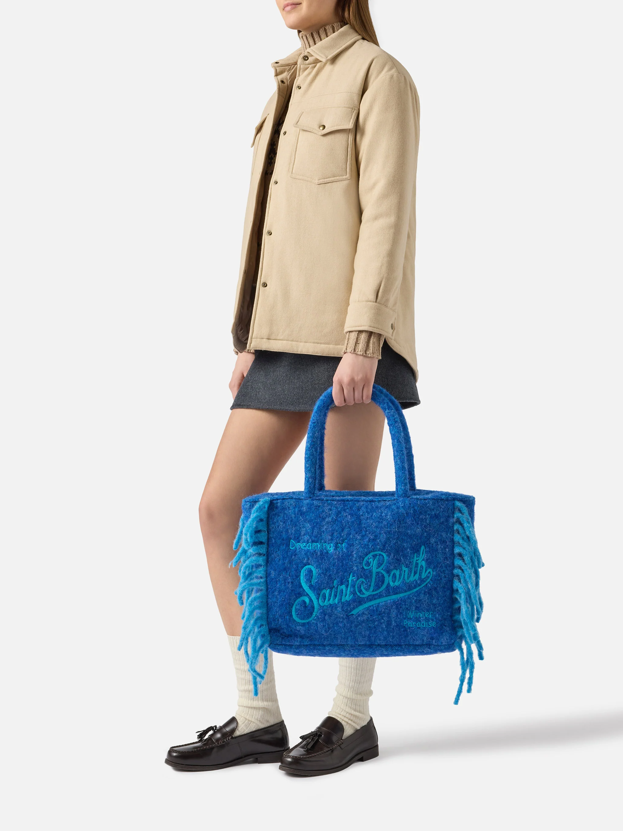 Borsa a spalla Vanity Blanket con frange laterali - Image 2