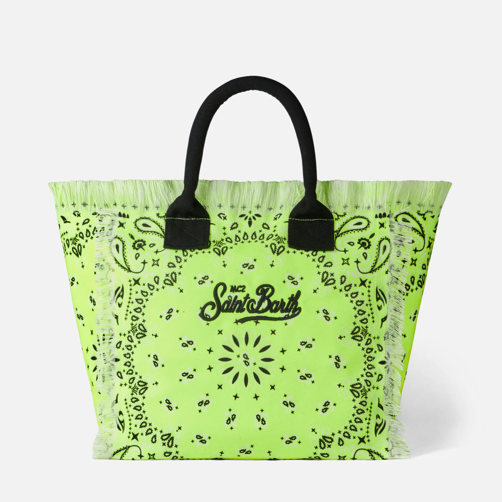 Borsa a spalla Vanity giallo fluo con stampa bandana - Image 3