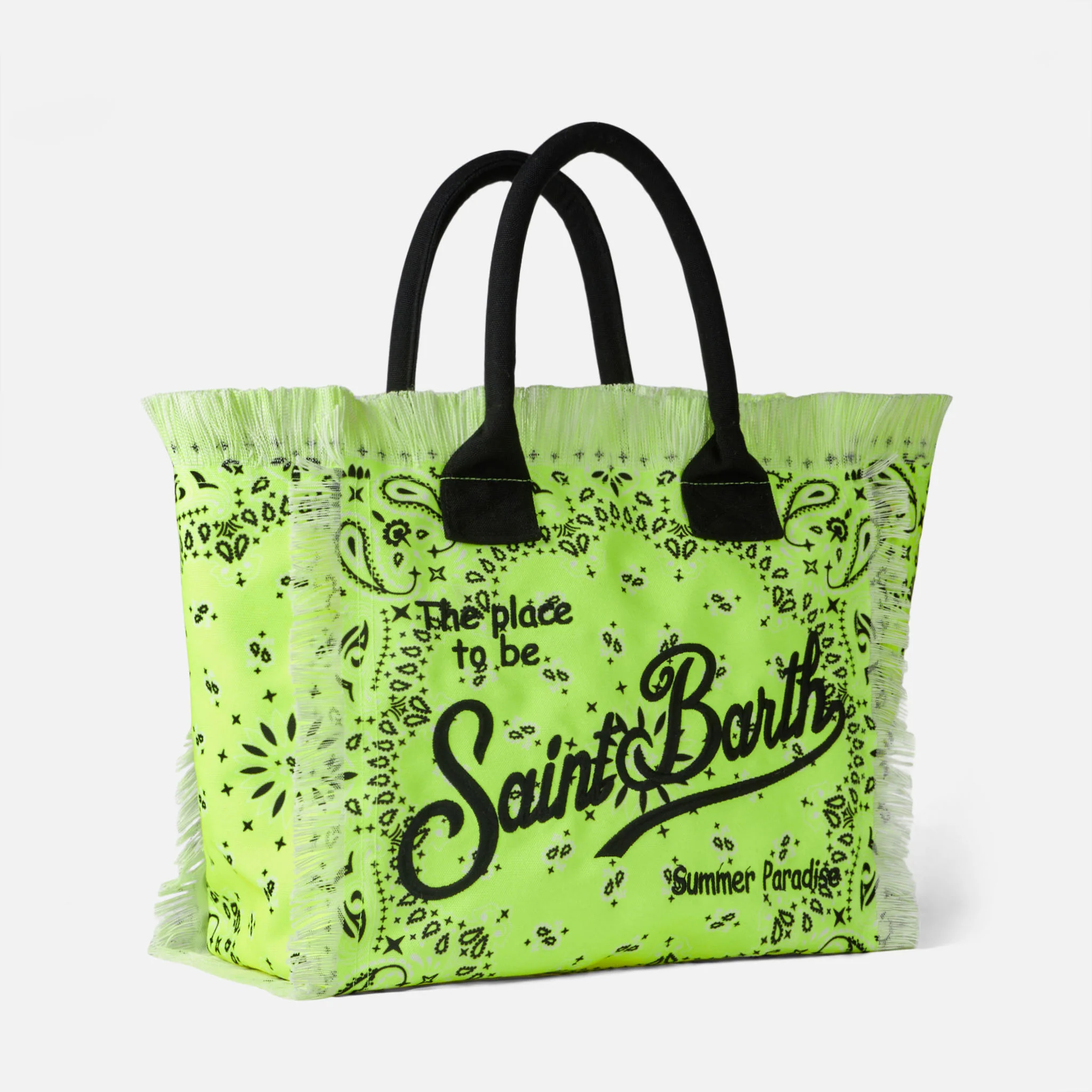 Borsa a spalla Vanity giallo fluo con stampa bandana - Image 4