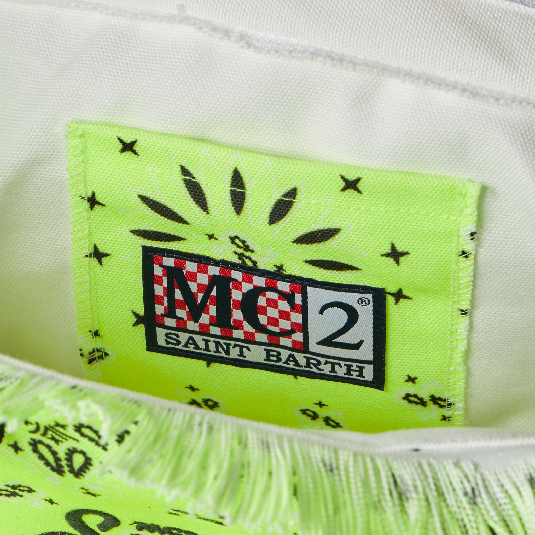 Borsa a spalla Vanity giallo fluo con stampa bandana - Image 5