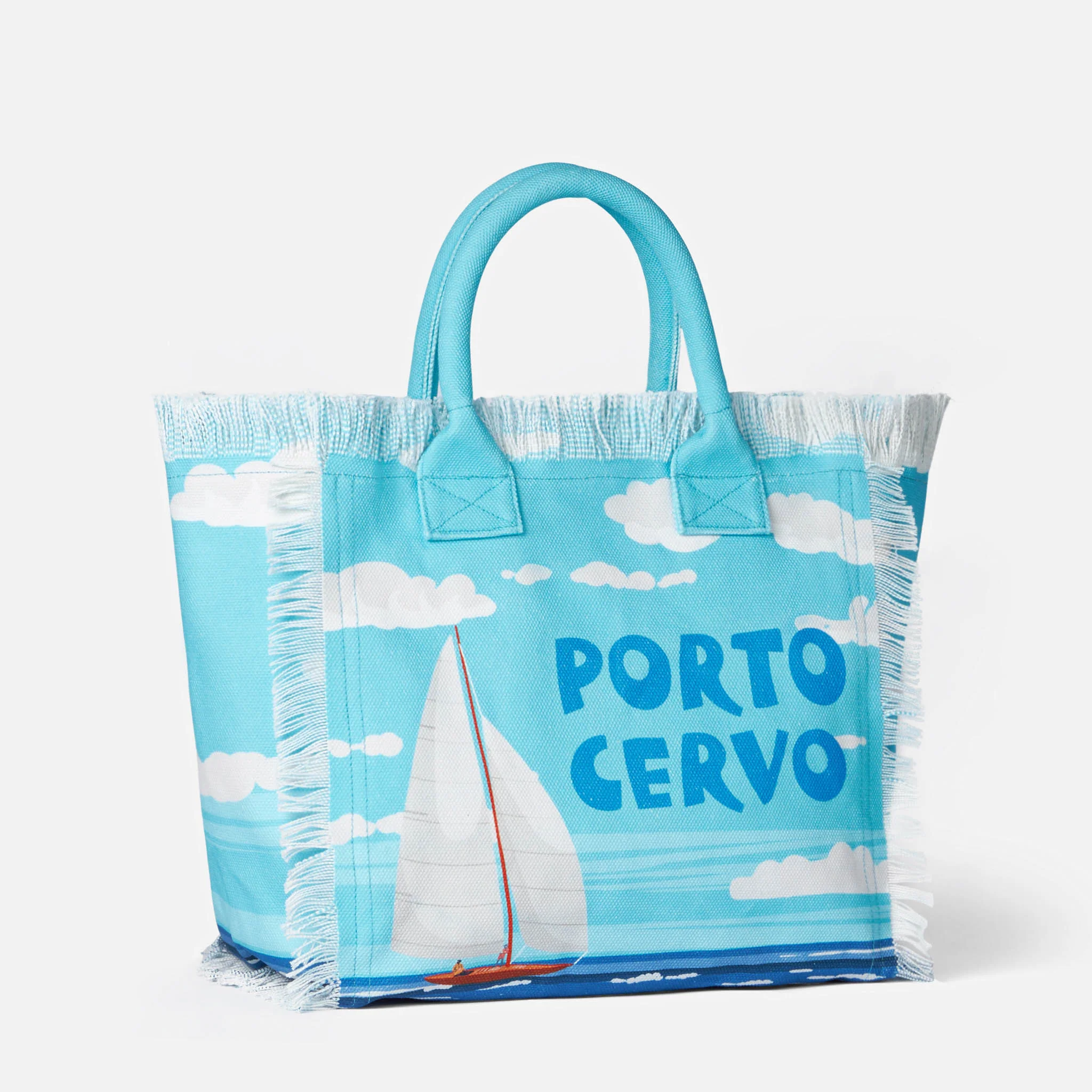 Borsa a spalla Vanity in canvas con stampa Porto Cervo - Image 3