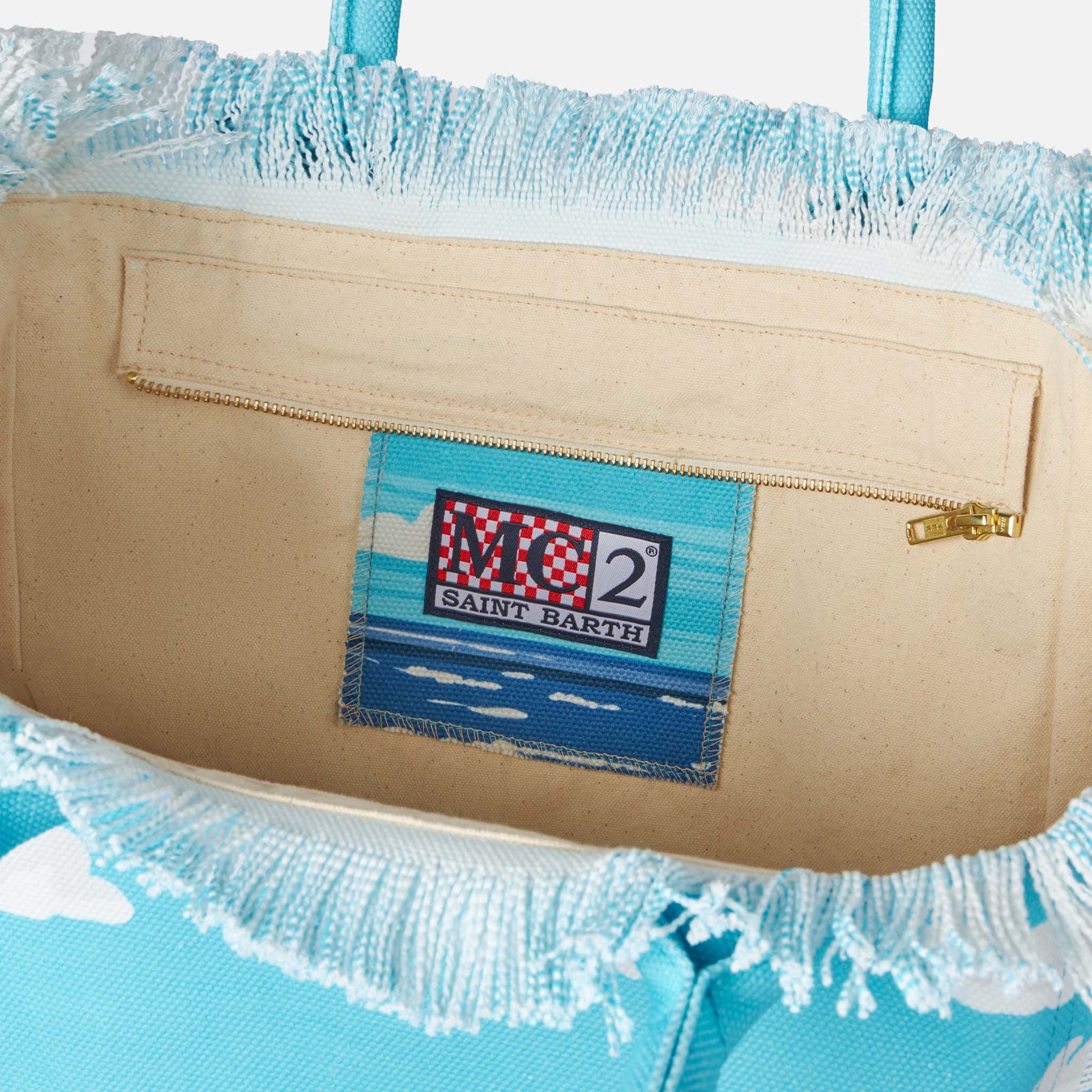 Borsa a spalla Vanity in canvas con stampa Porto Cervo - Image 4