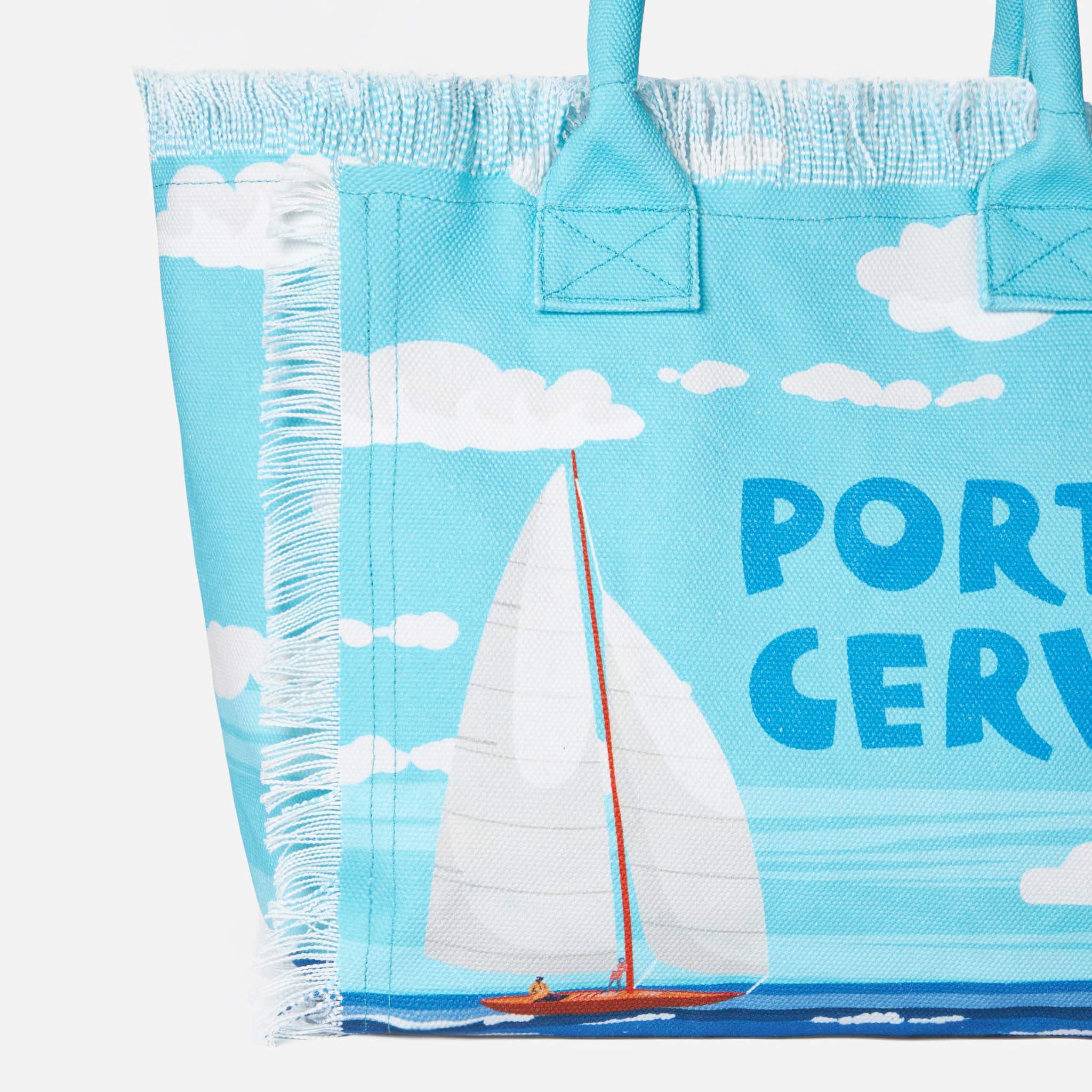 Borsa a spalla Vanity in canvas con stampa Porto Cervo - Image 5