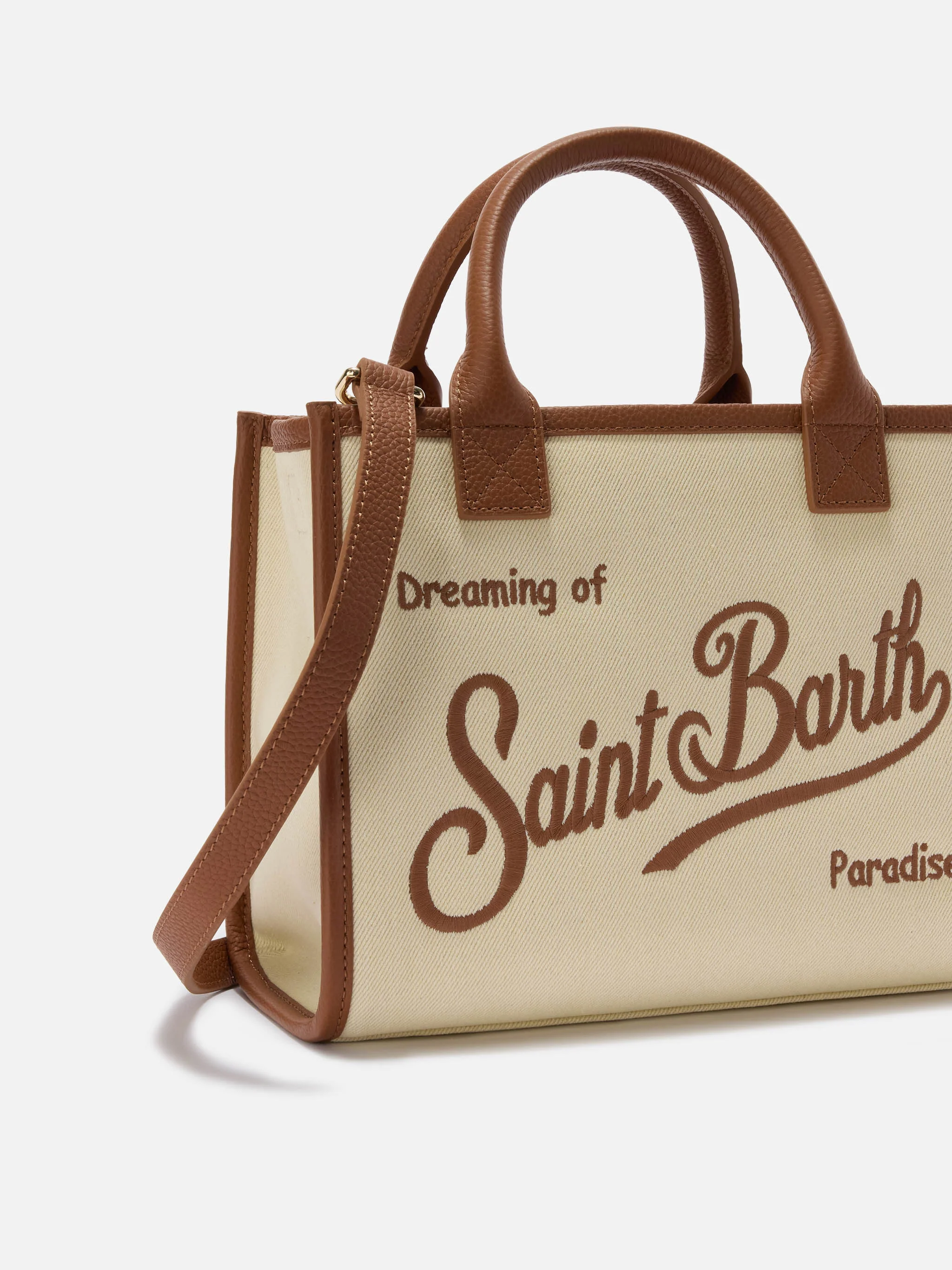 Borsa Vanity medium in canvas e pelle martellata - Image 2