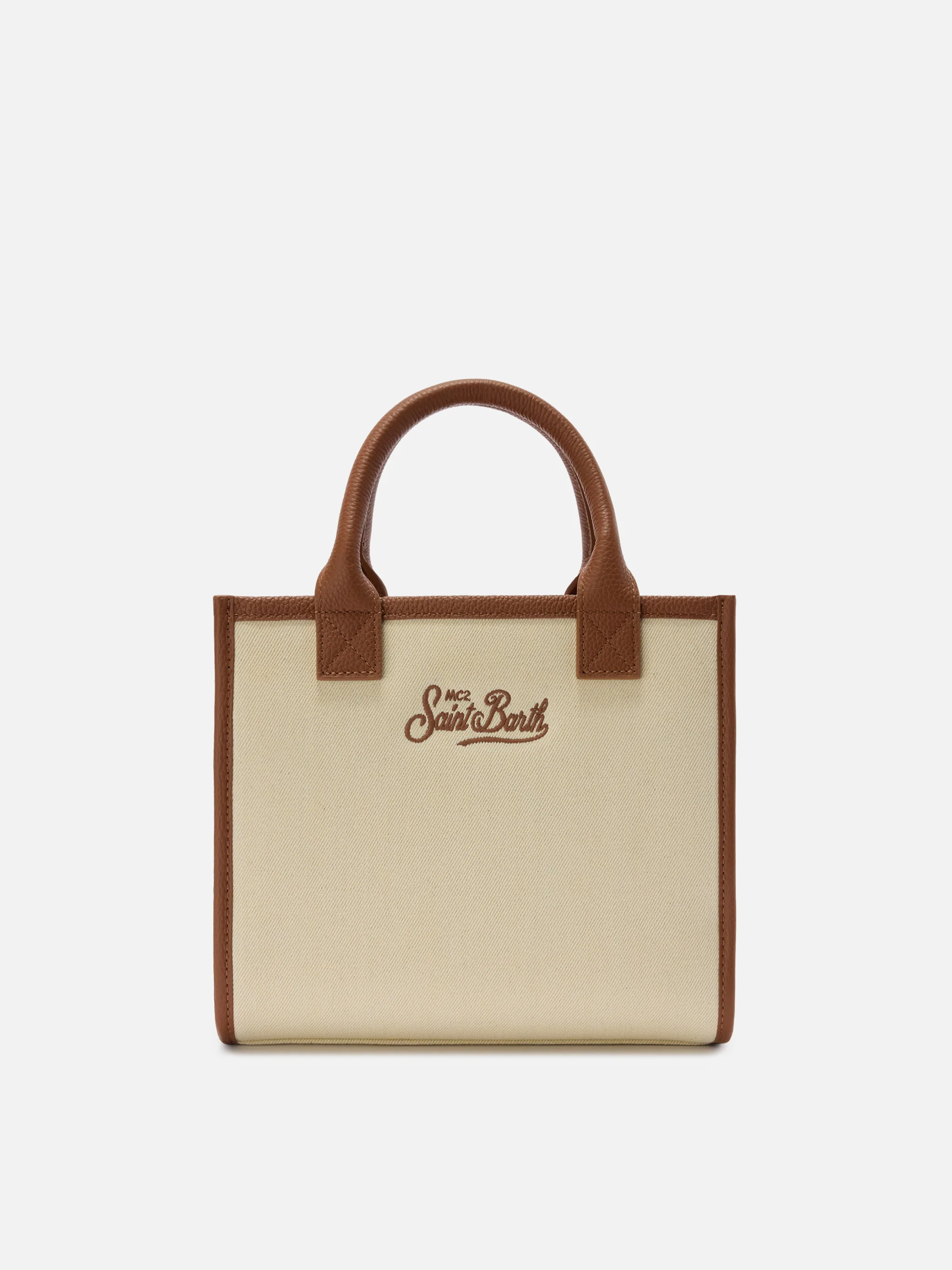 Borsa Vanity medium in canvas e pelle martellata - Image 3