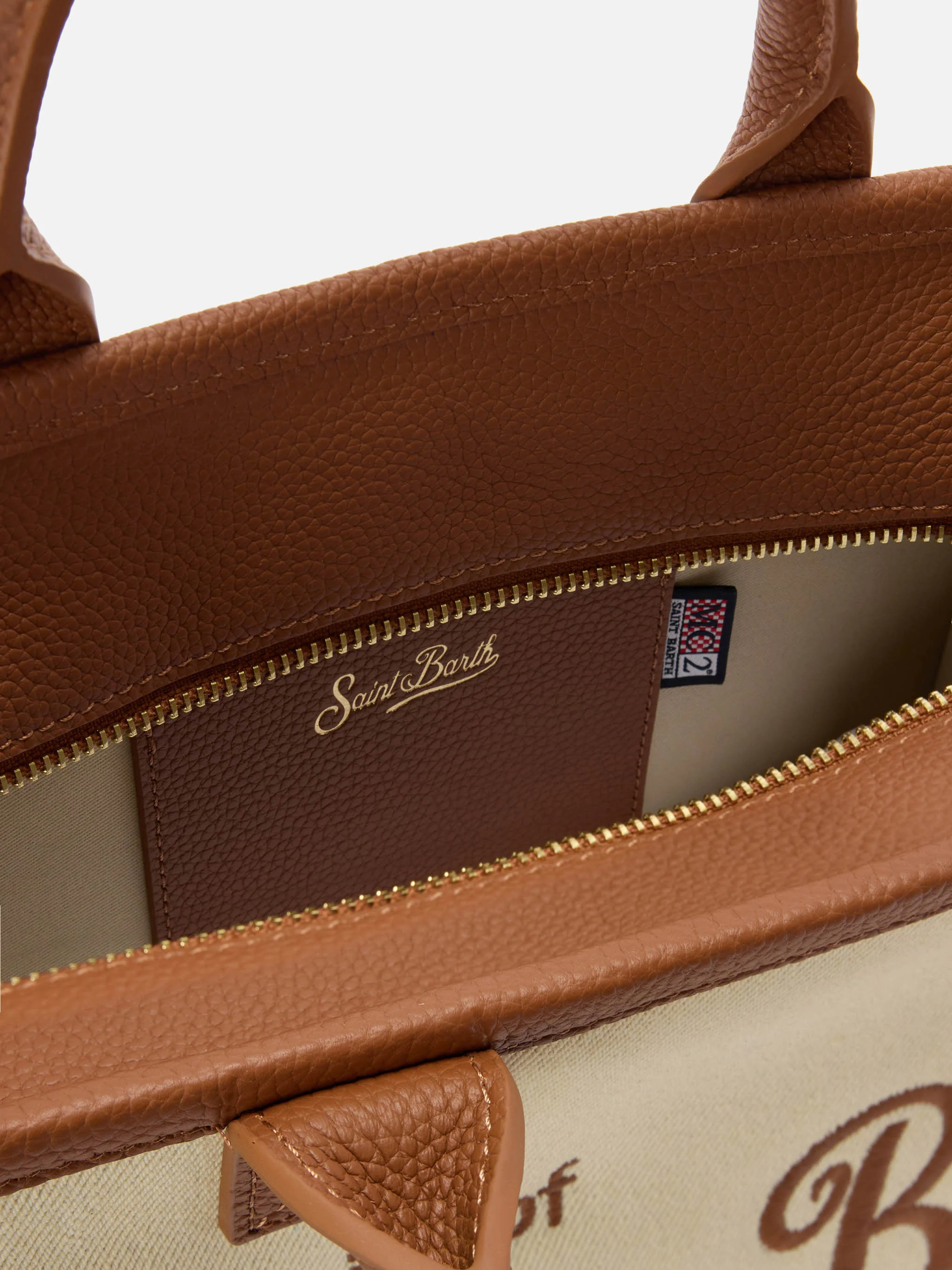 Borsa Vanity medium in canvas e pelle martellata - Image 4