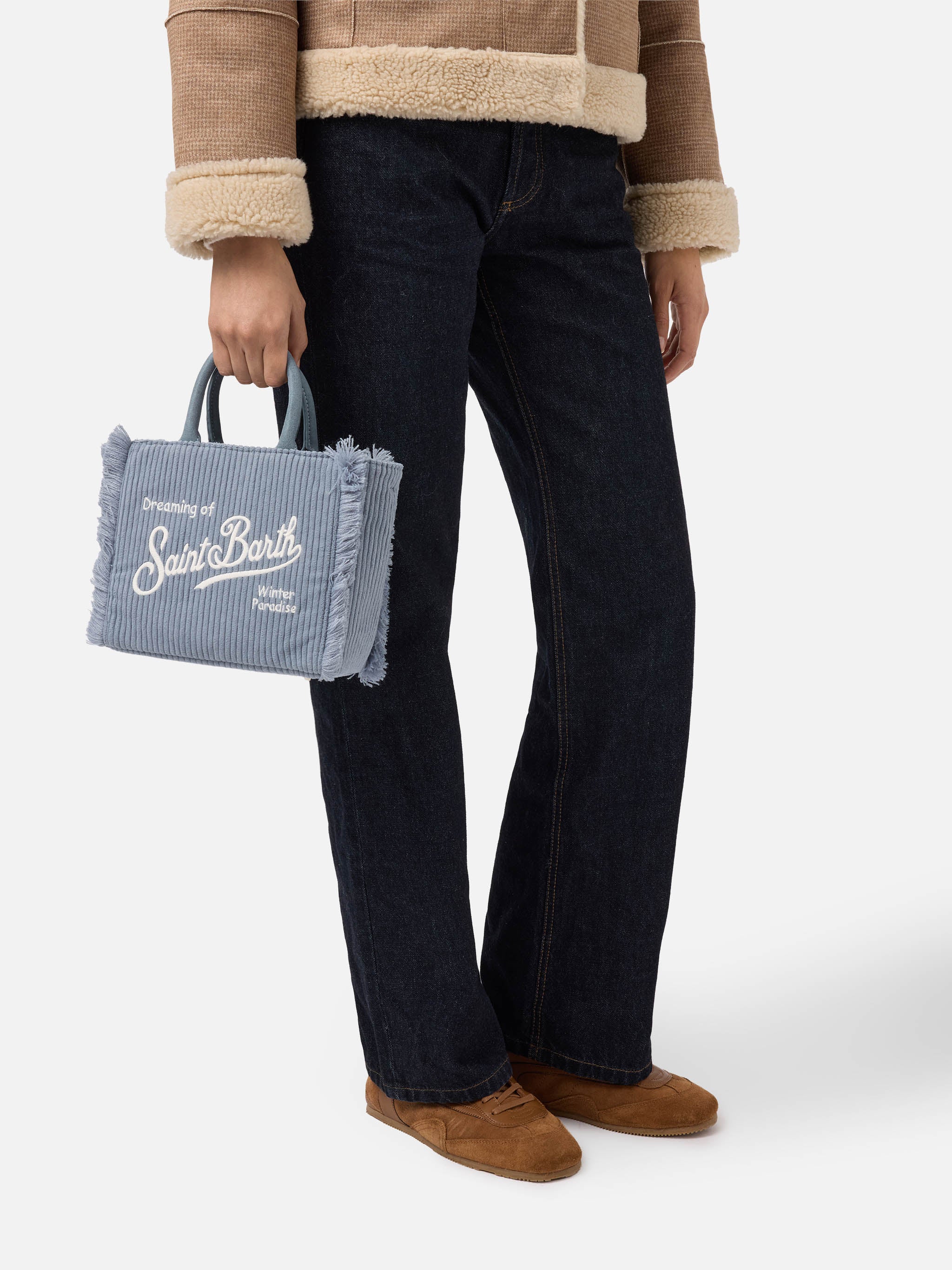 Borsa Vanity Mini Corduroy azzurro polvere - Image 2