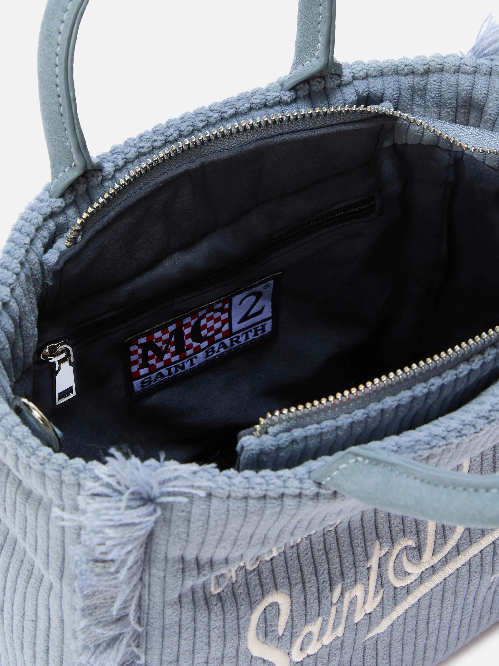 Borsa Vanity Mini Corduroy azzurro polvere - Image 4