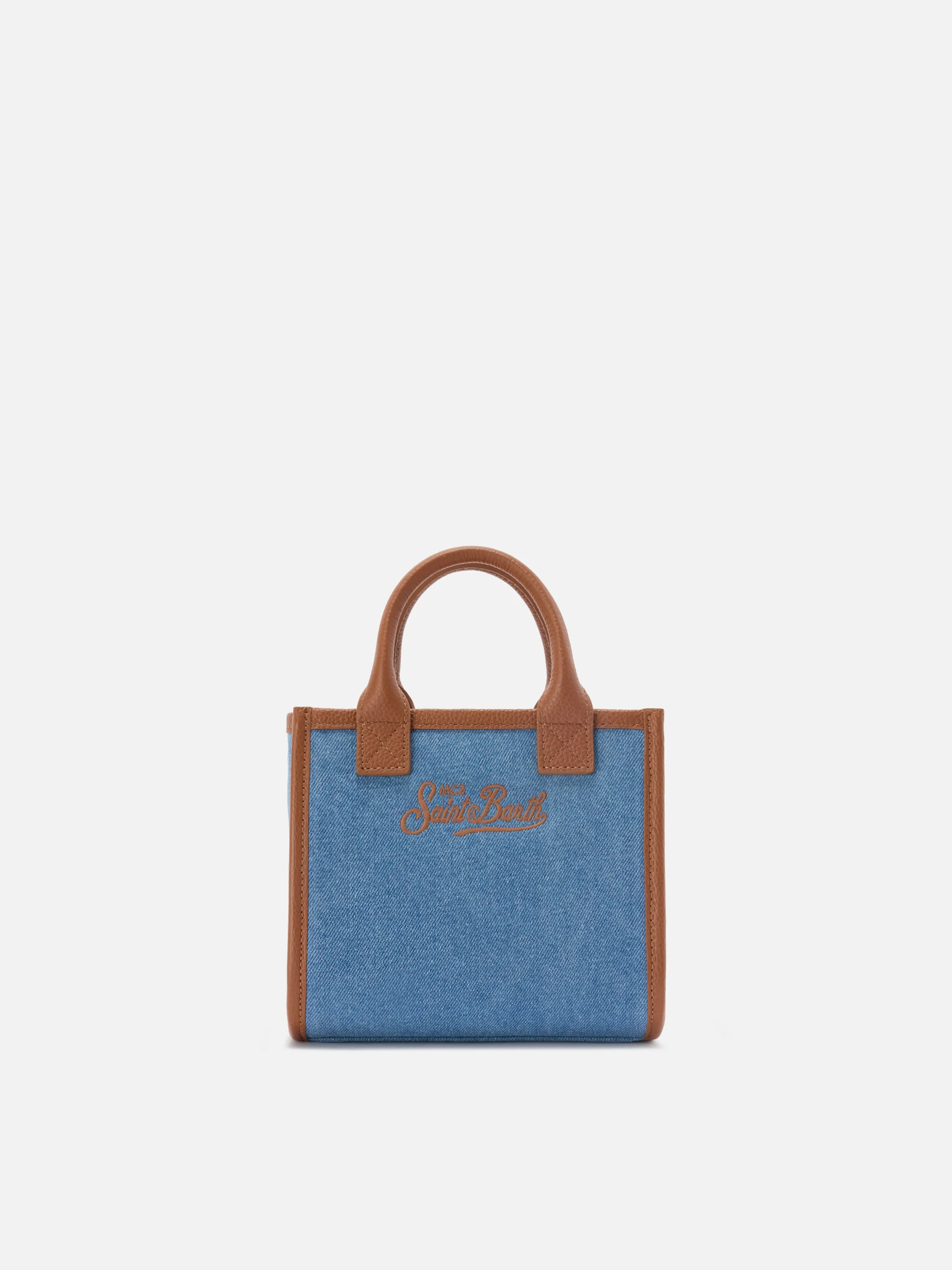 Borsa Vanity mini in denim e pelle martellata - Image 4
