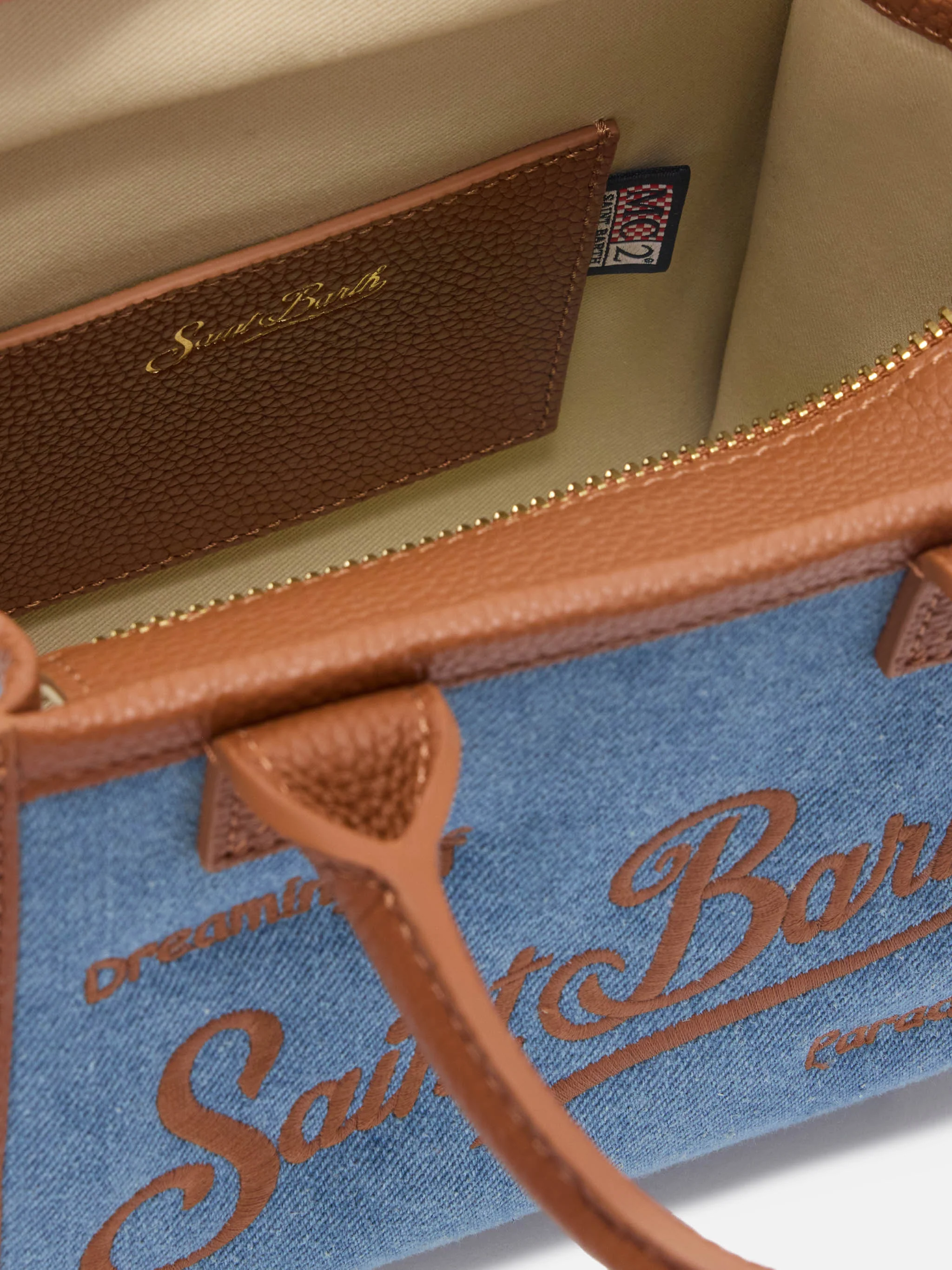 Borsa Vanity mini in denim e pelle martellata - Image 5