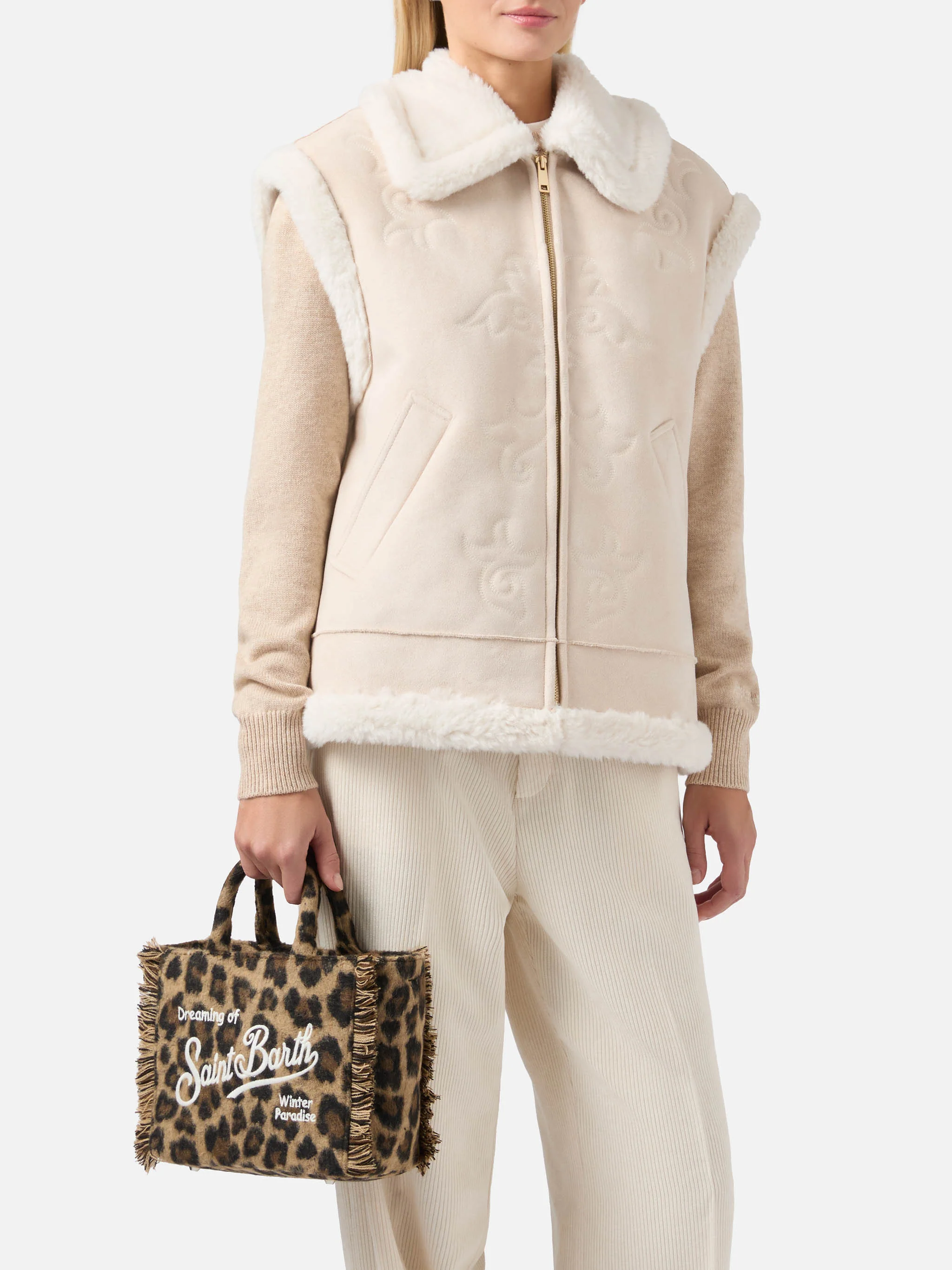 Borsa Vanity Mini Felt stampa leopardata - Image 2
