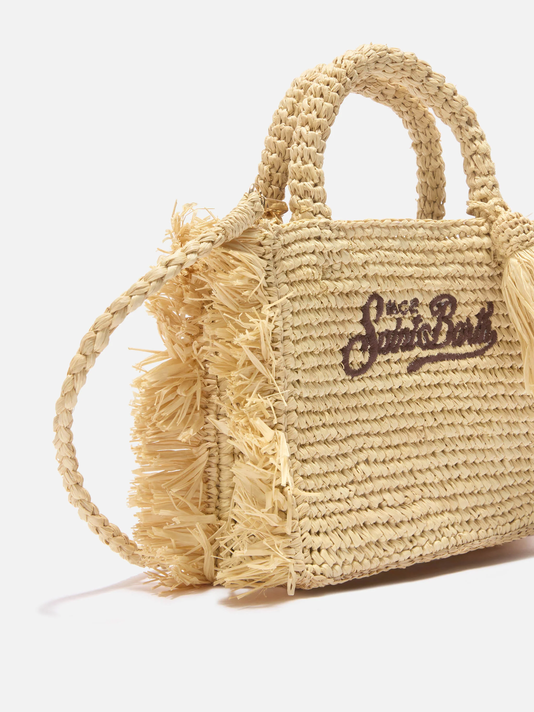 Borsa Vanity mini in raffia con frange laterali - Image 3