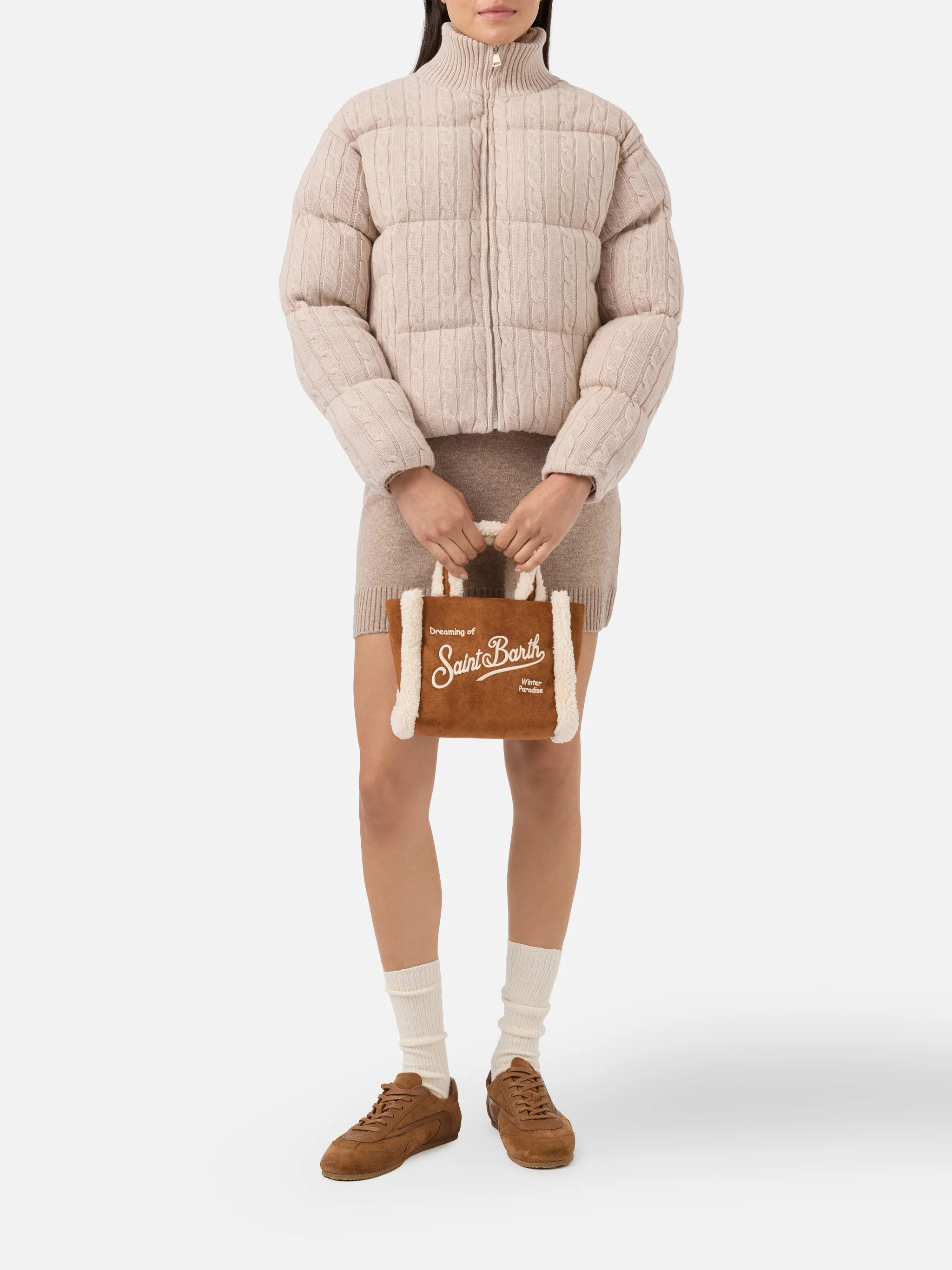 Borsa morbida a mano Vanity Mini Shearling cammello - Image 2