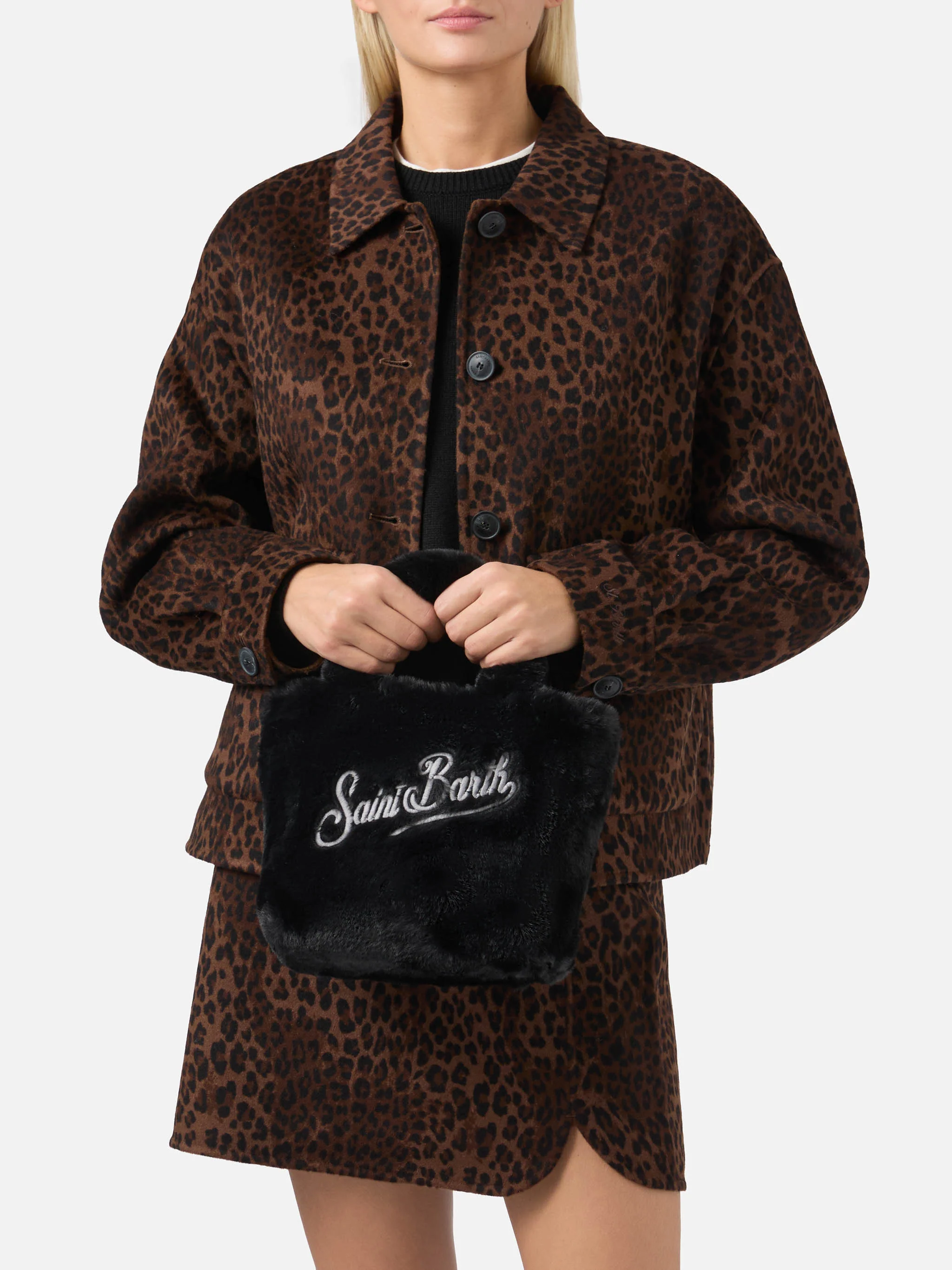 Borsa morbida a mano Vanity Mini Soft in faux fur nero - Image 2