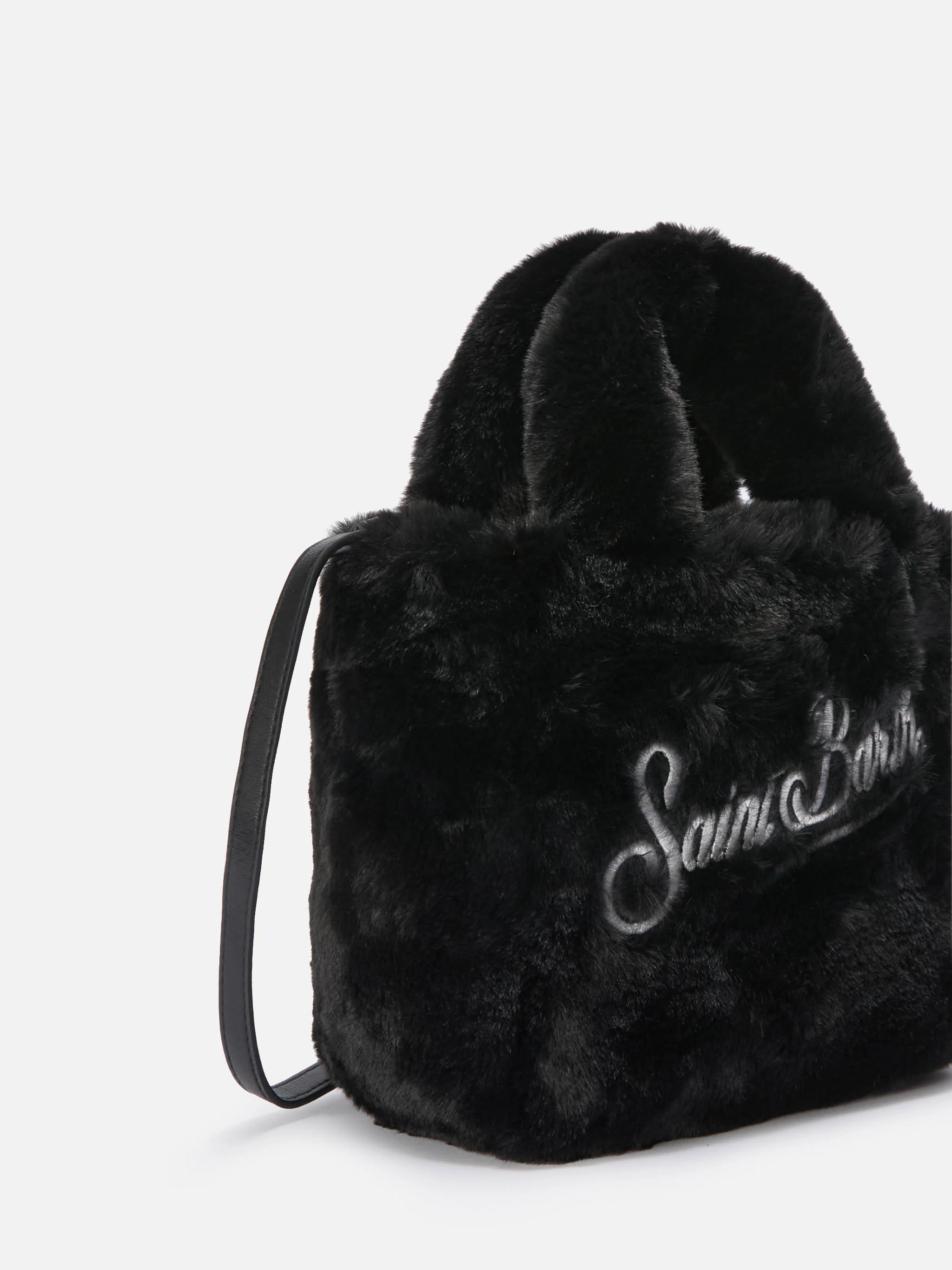 Borsa morbida a mano Vanity Mini Soft in faux fur nero - Image 3