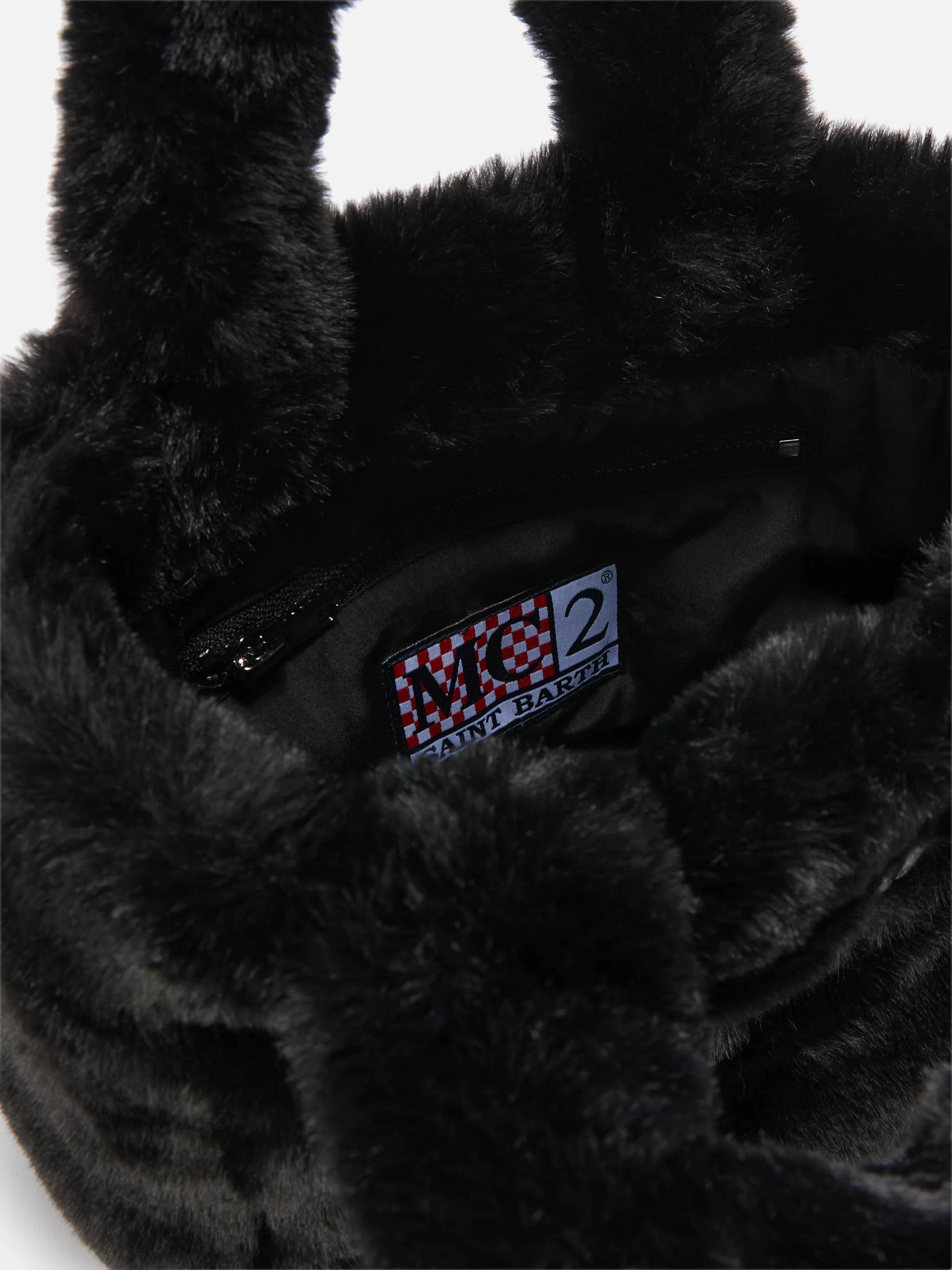 Borsa morbida a mano Vanity Mini Soft in faux fur nero - Image 5
